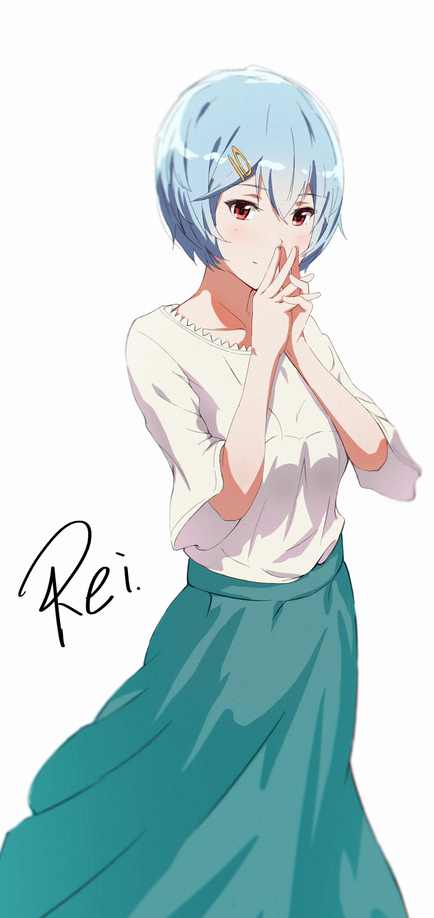 Anime 1500x3167 anime anime girls Rebuild of Evangelion Neon Genesis Evangelion Ayanami Rei short hair blue hair solo artwork digital art fan art