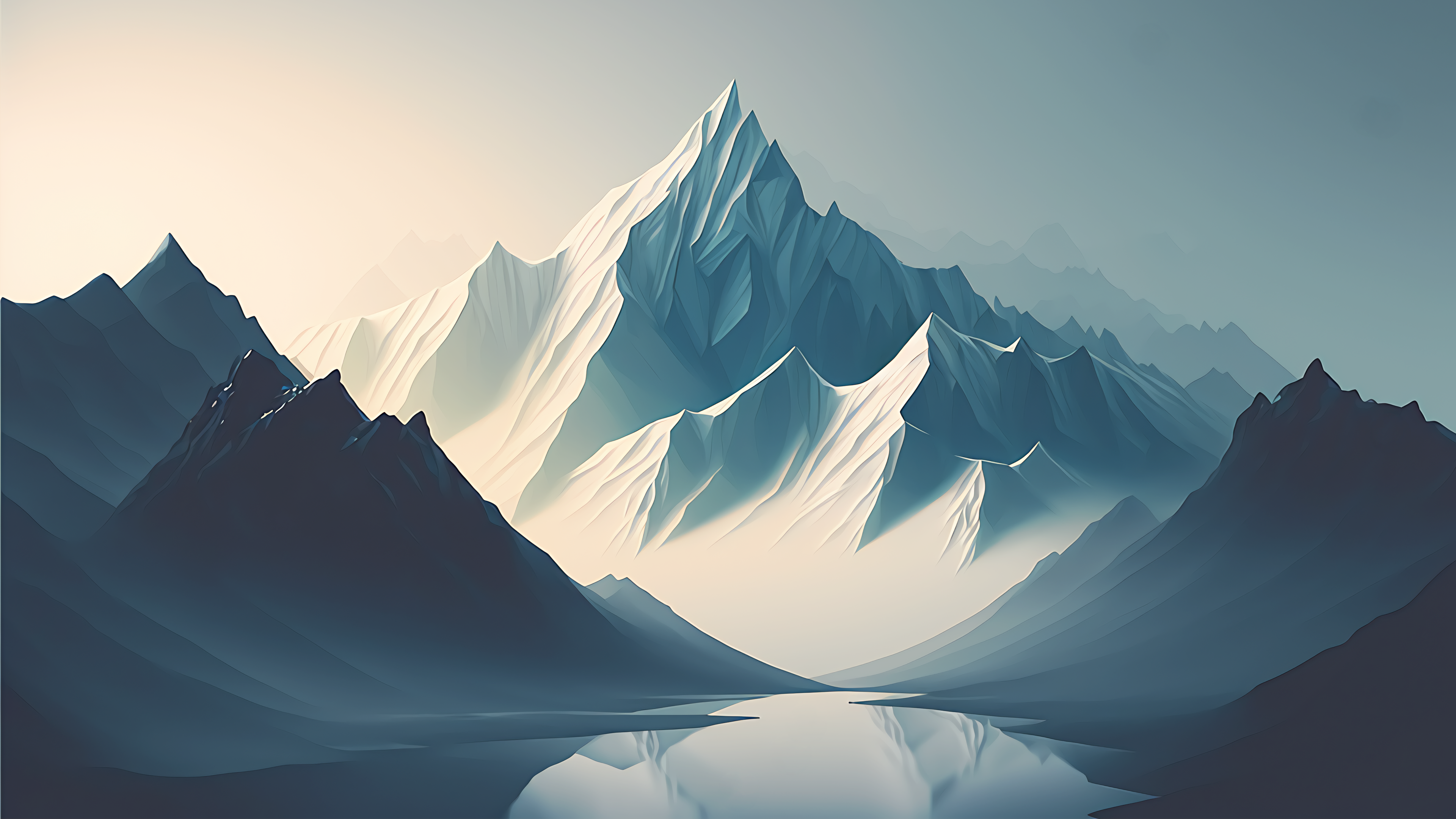 General 3840x2160 minimalism AI art simple background landscape mountains nature