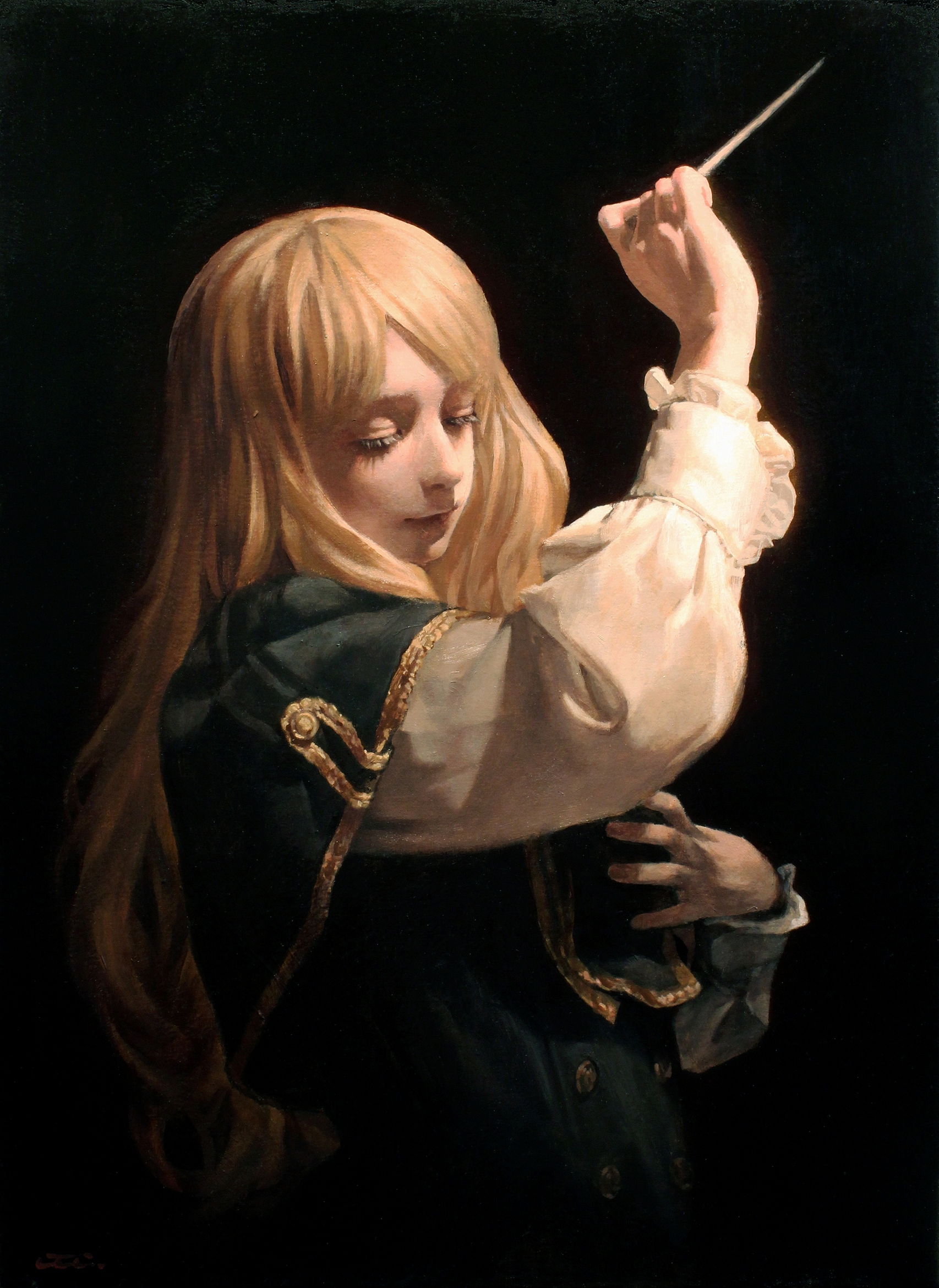 General 1706x2340 Pony(artist) fantasy girl oil painting blonde closed eyes