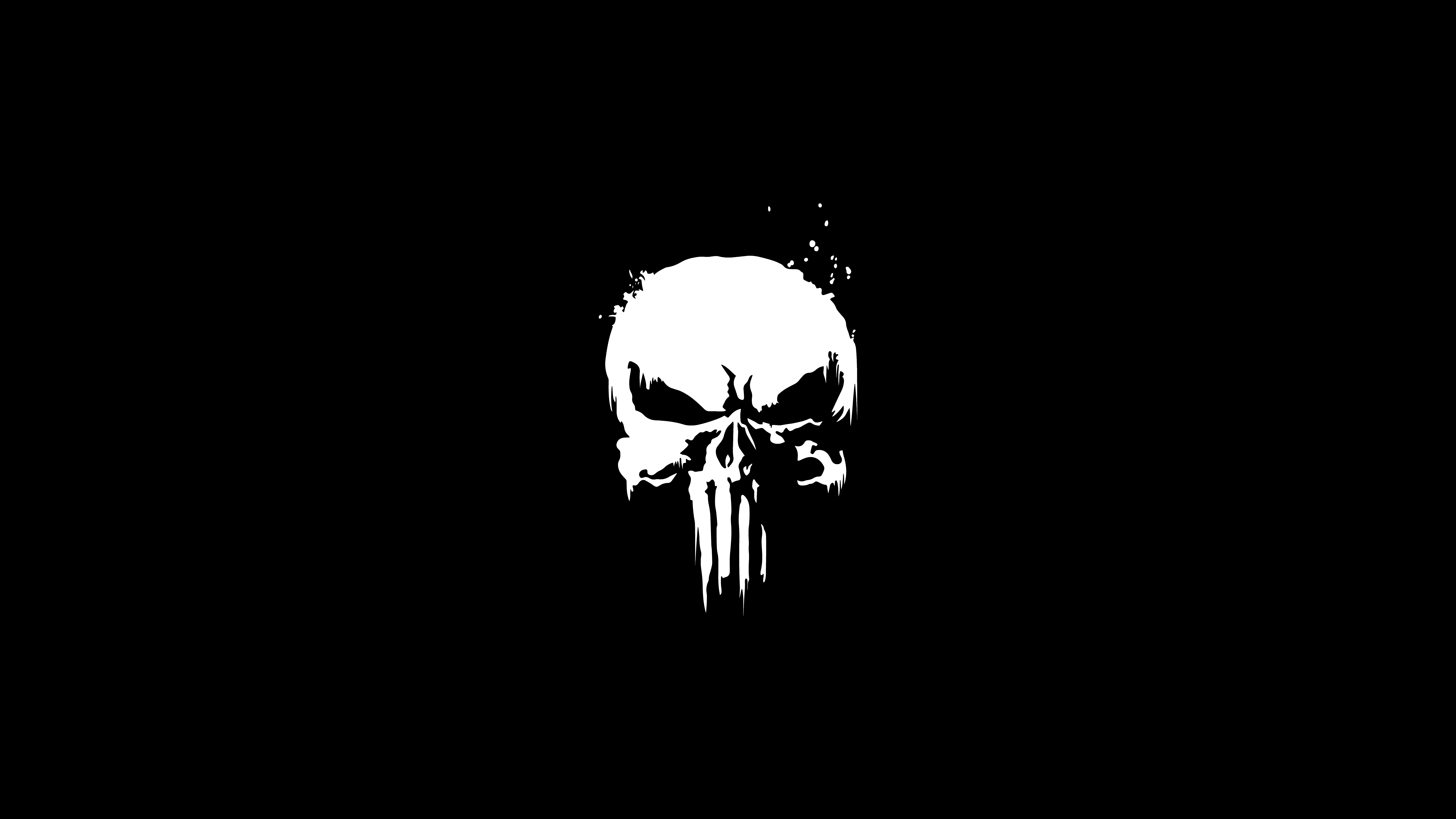 General 9216x5184 The Punisher Marvel Comics skull face logo simple background minimalism black background