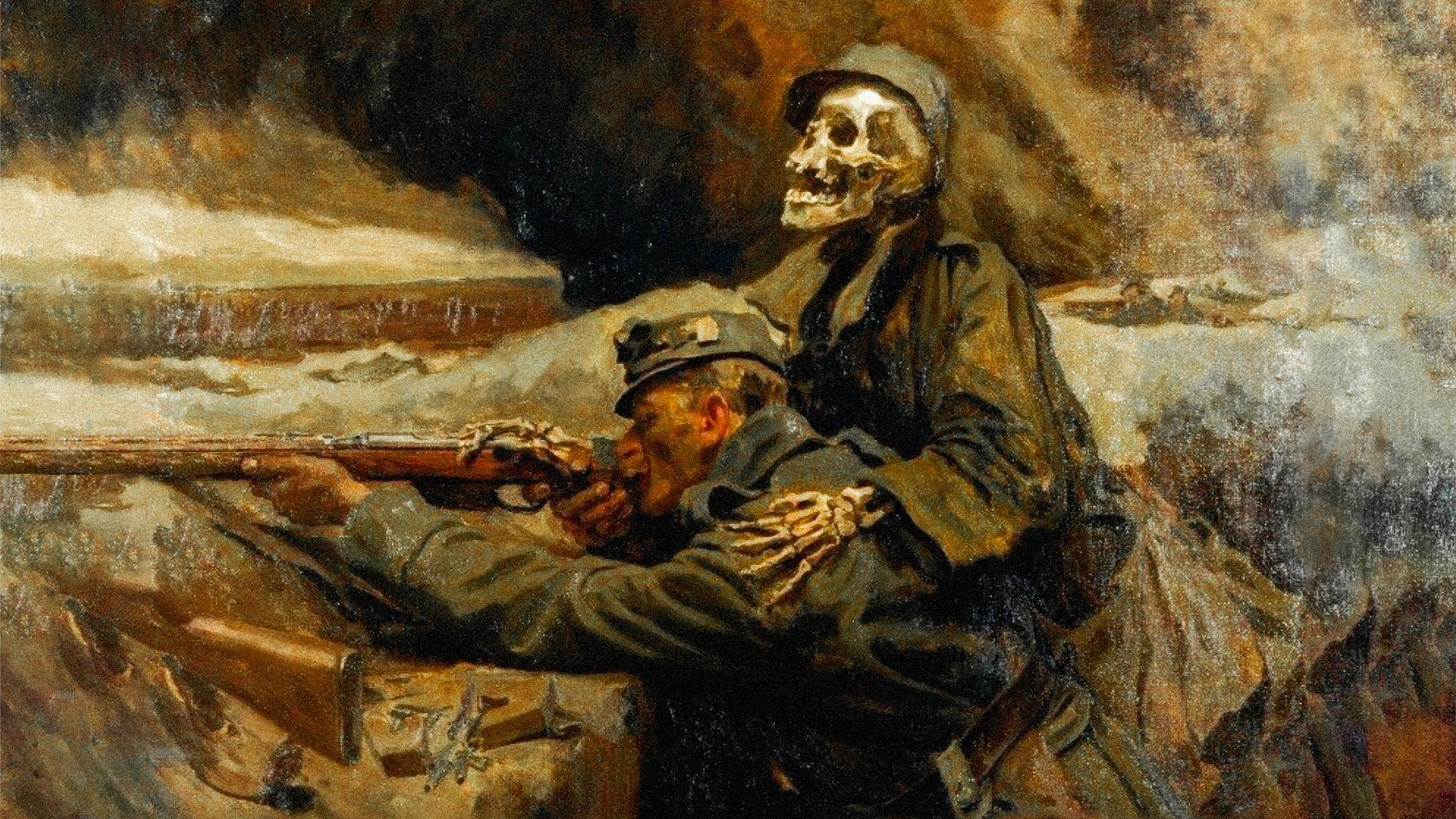 General 1920x1080 painting soldier war death skull skeleton rifles gun boys with guns aiming men with hats hat weapon