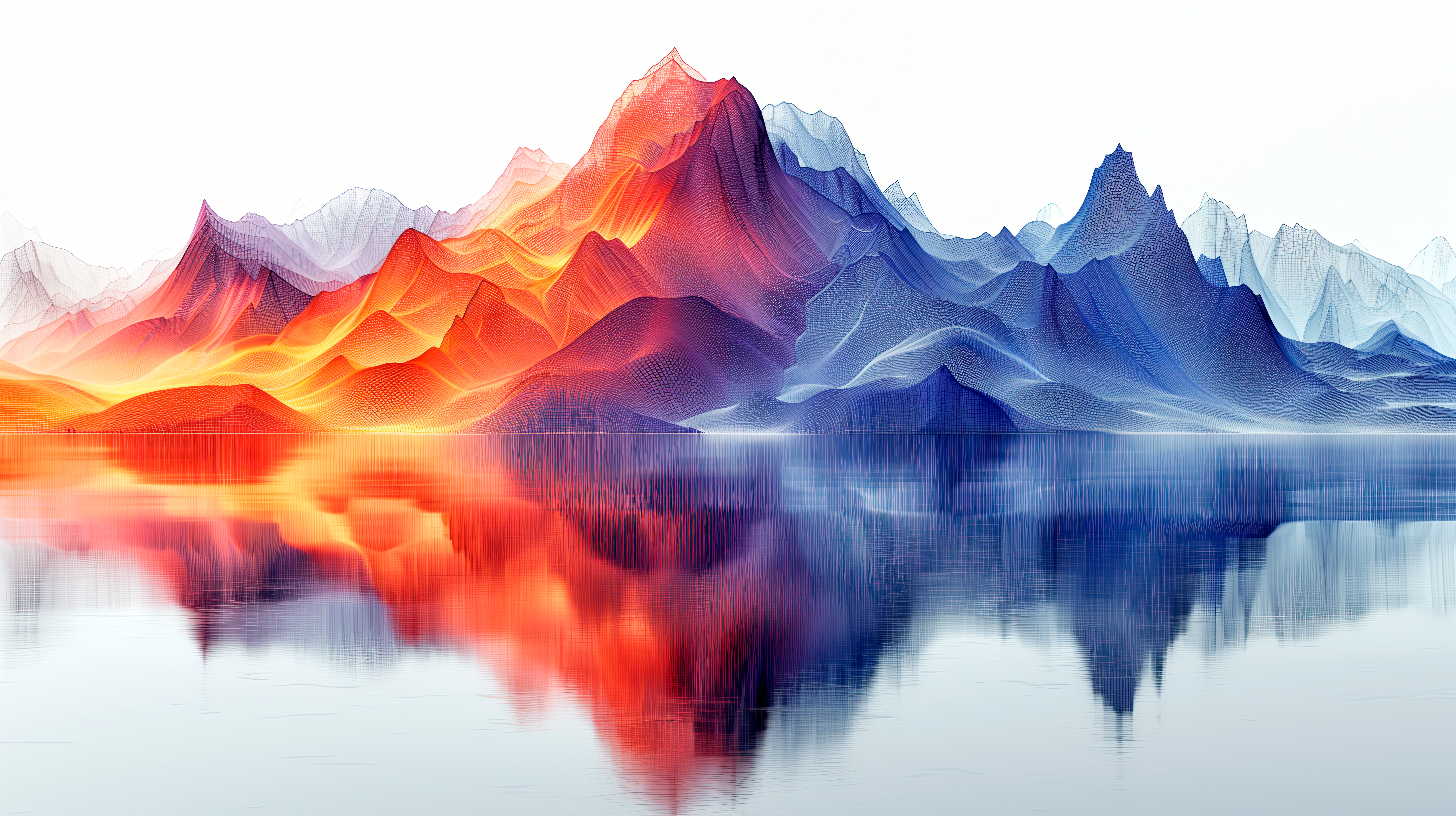 General 5824x3264 AI art digital art lines abstract reflection mountains nature