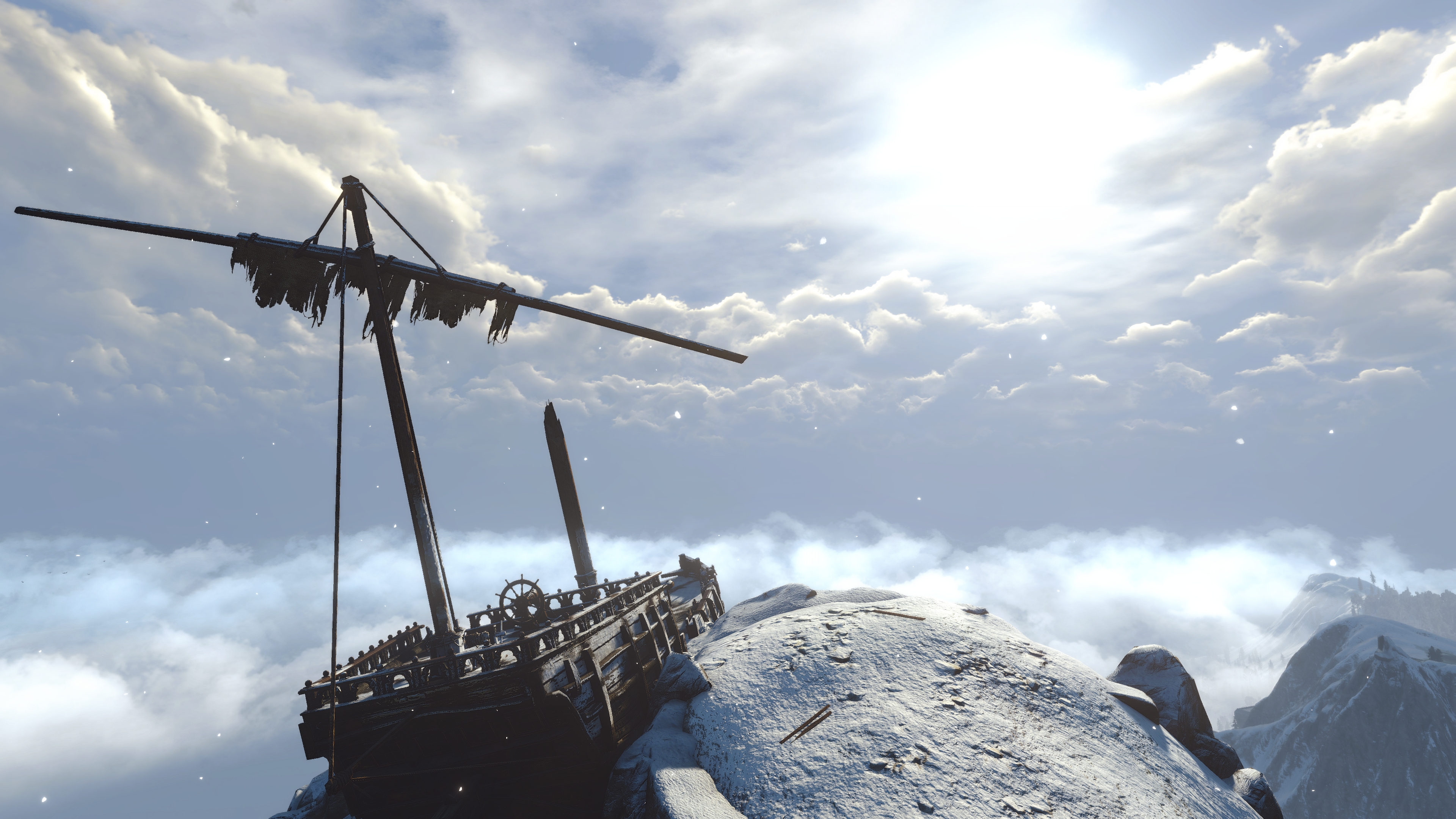 General 3840x2160 The Witcher 3: Wild Hunt screen shot PC gaming ship clouds Skellige video game art sunlight video games sky CGI
