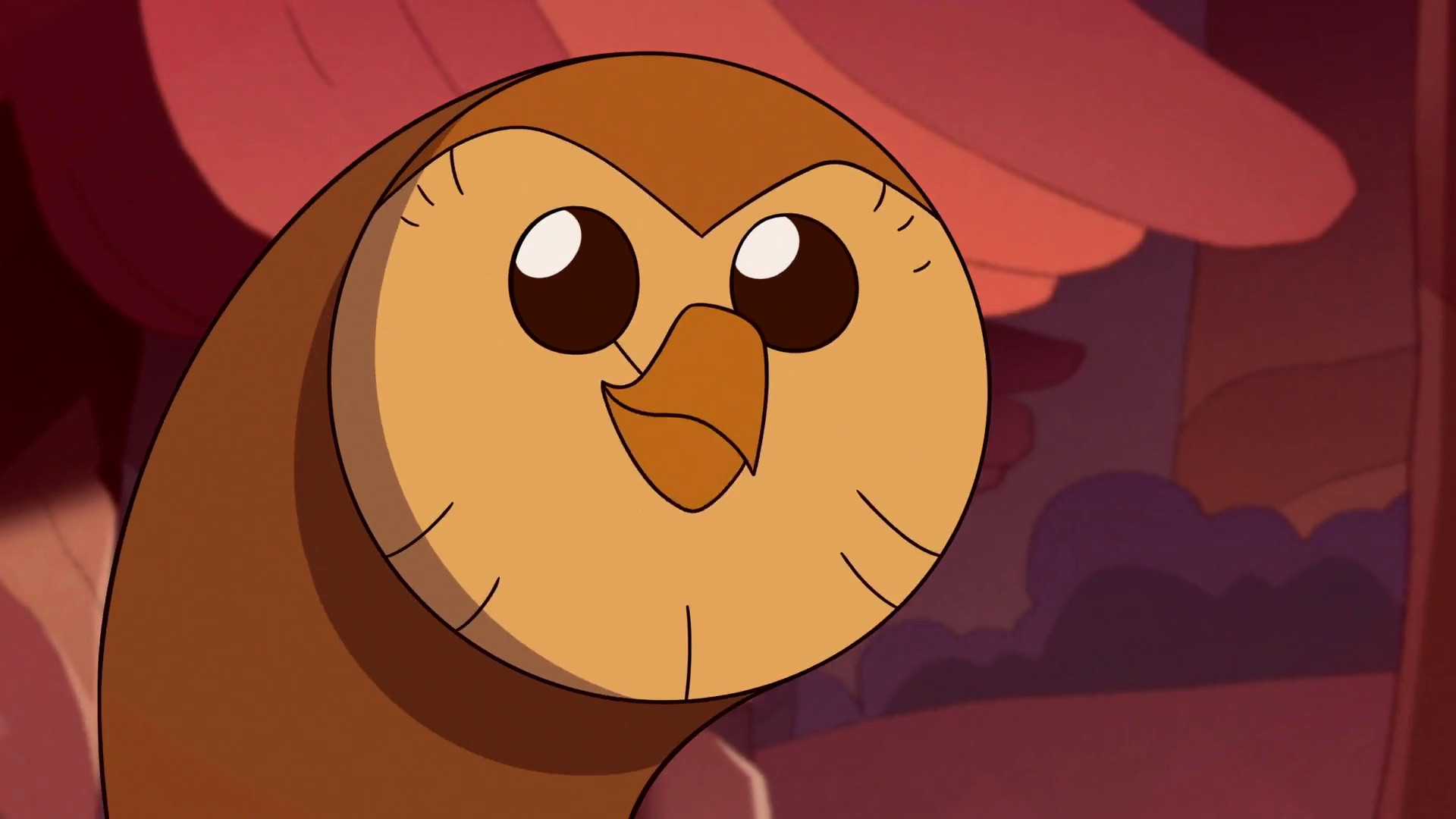 General 1920x1080 The Owl House beak owl Hooty (Owl House) cartoon blurry background Disney eyes brown smiling screen shot