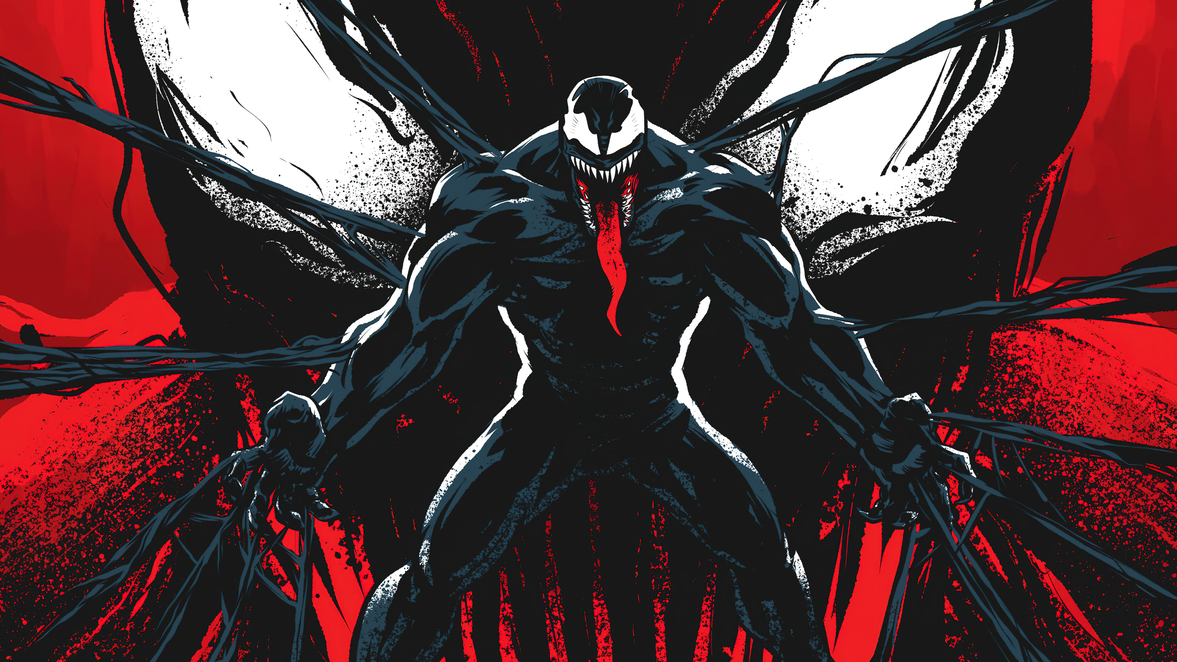 General 3840x2160 Venom Marvel Comics Marvel Cinematic Universe comics Carnage digital art tongue out pointy teeth tongues looking at viewer muscles standing open mouth comic art