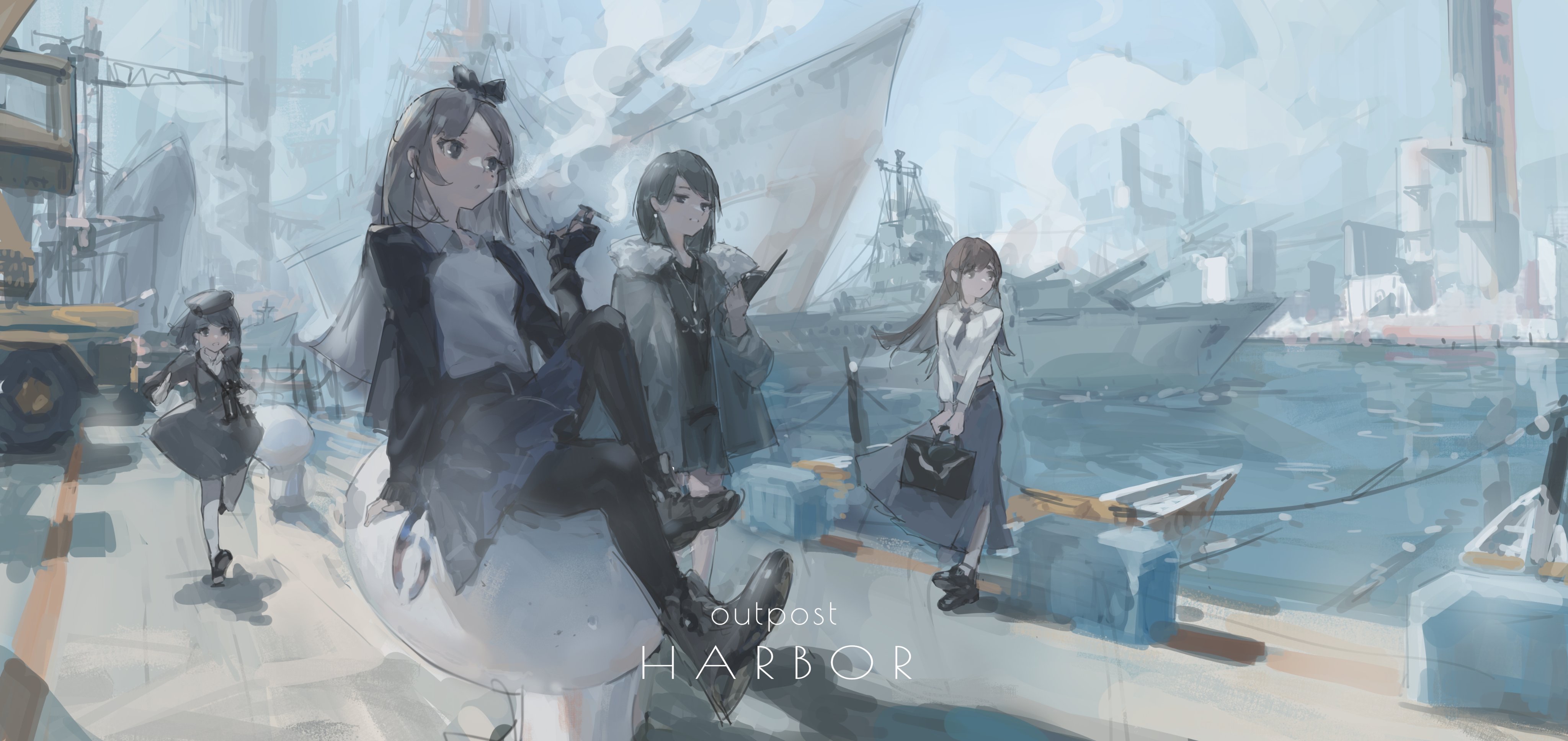 Anime 4096x1935 anime girls warship harbor Zygo