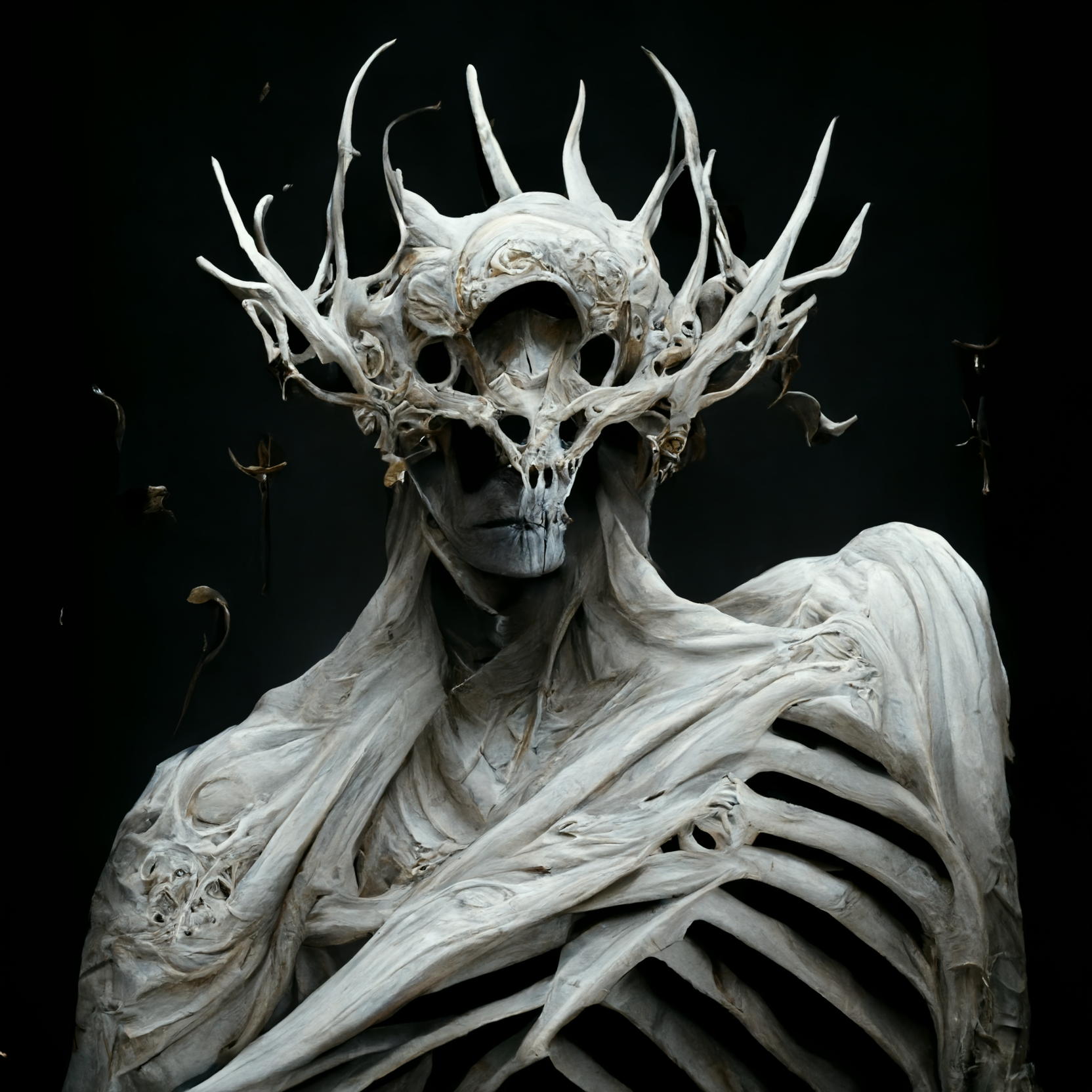 General 1664x1664 digital art dark fantasy realistic Bone skull death abstract fantasy art AI art
