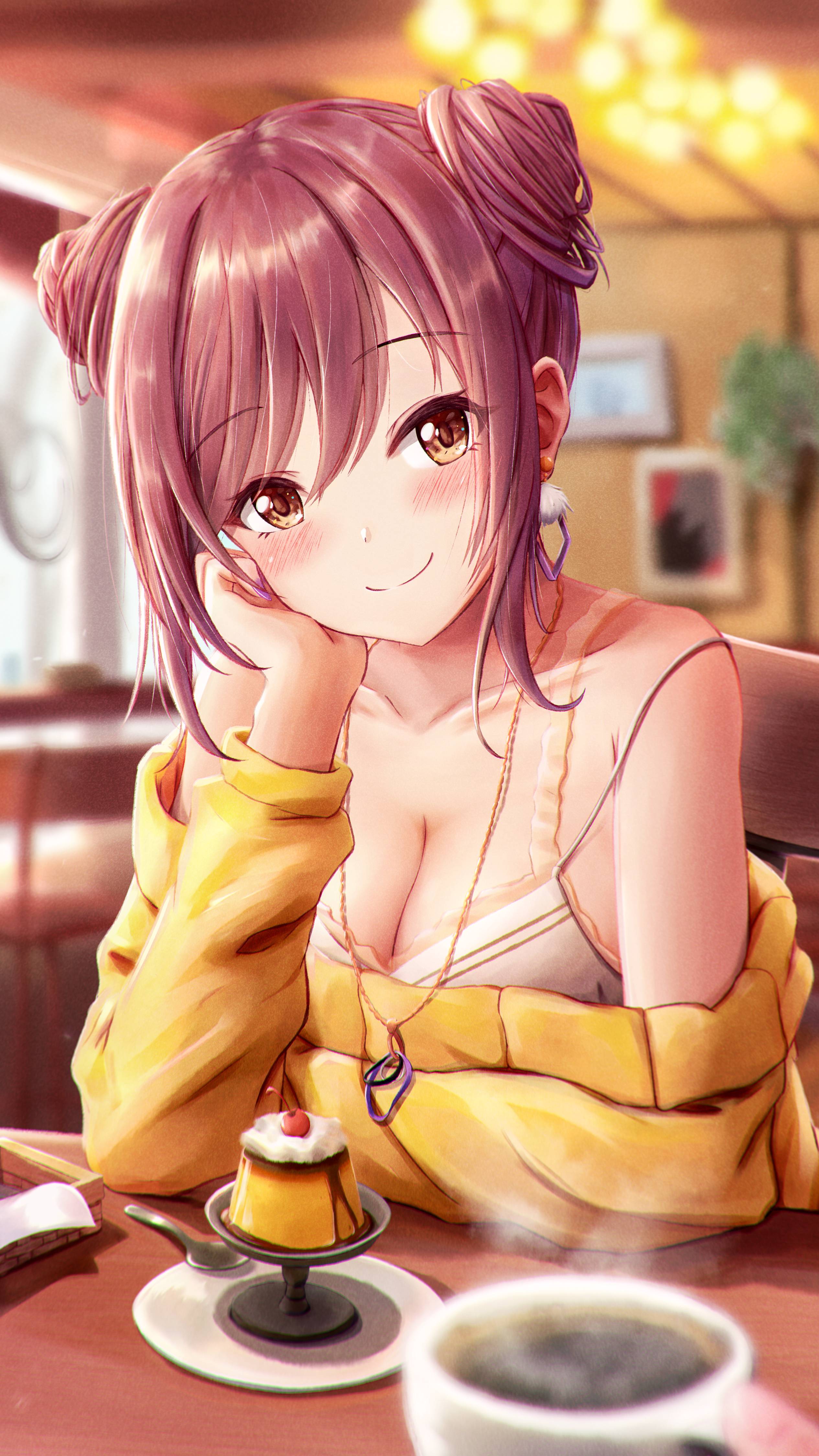 Anime 2530x4498 anime anime girls digital art 2D looking at viewer portrait portrait display ecchi Pixiv cleavage Pudding