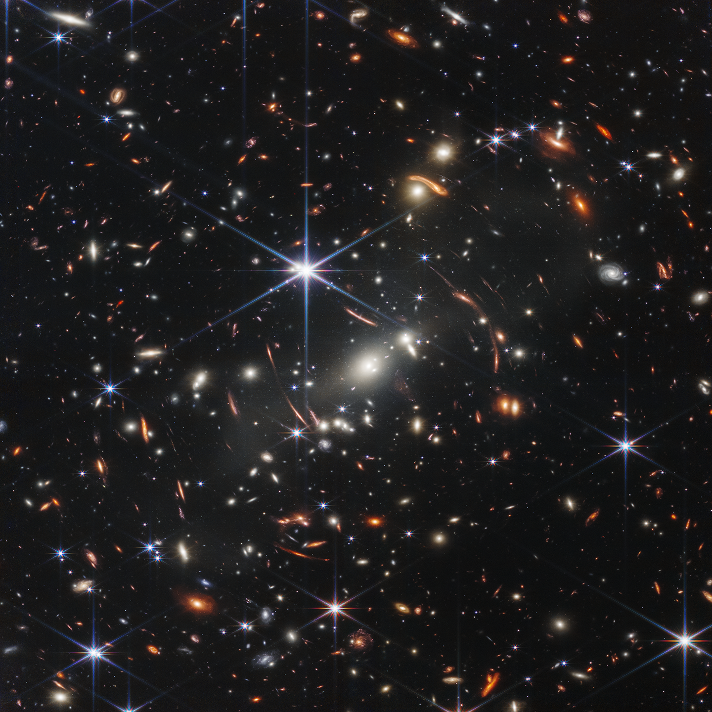 General 1440x1440 space James Webb Space Telescope stars infrared gravitational lens galaxy
