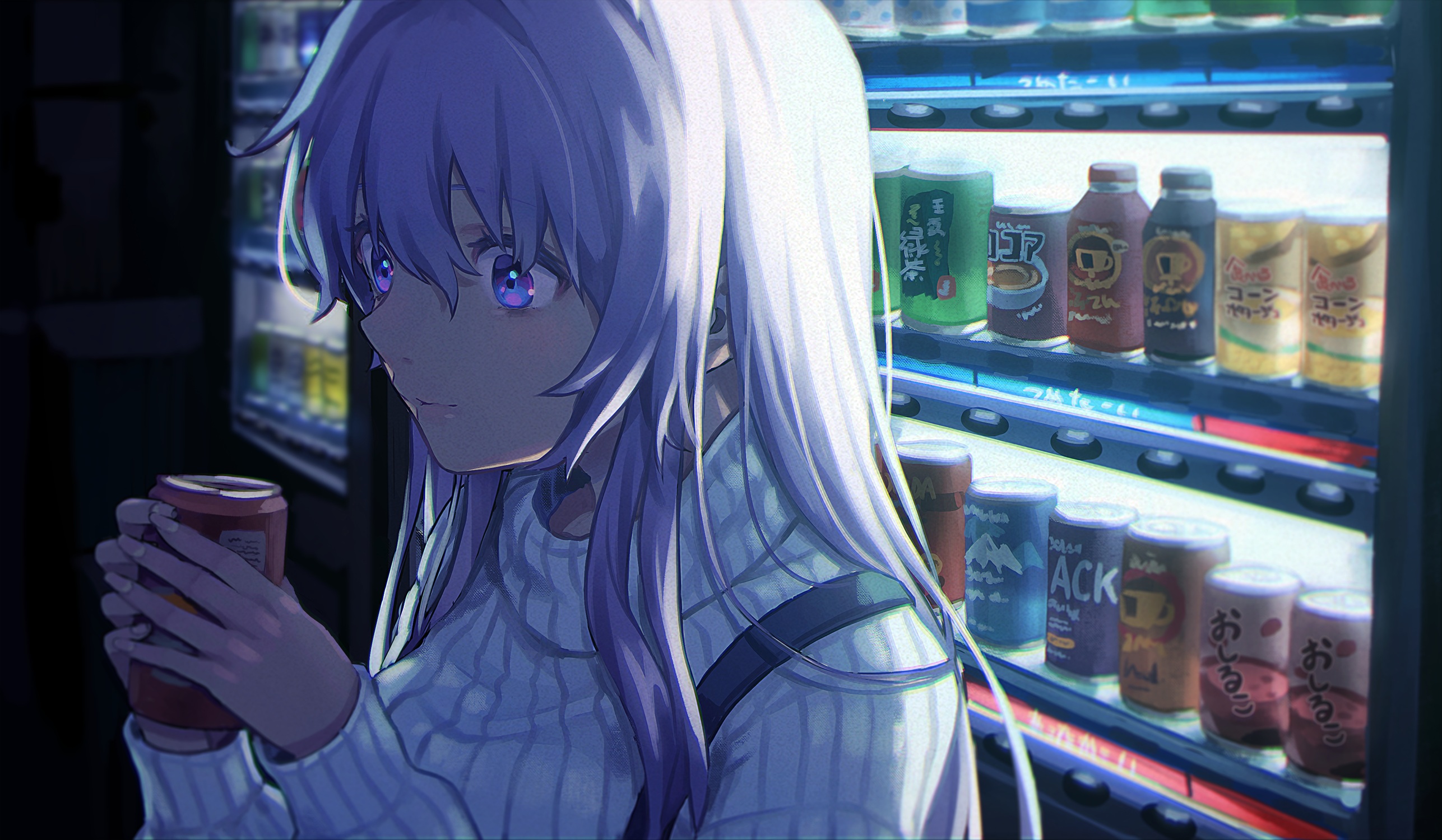 Anime 2573x1500 anime anime girls Saino artwork night vending machine