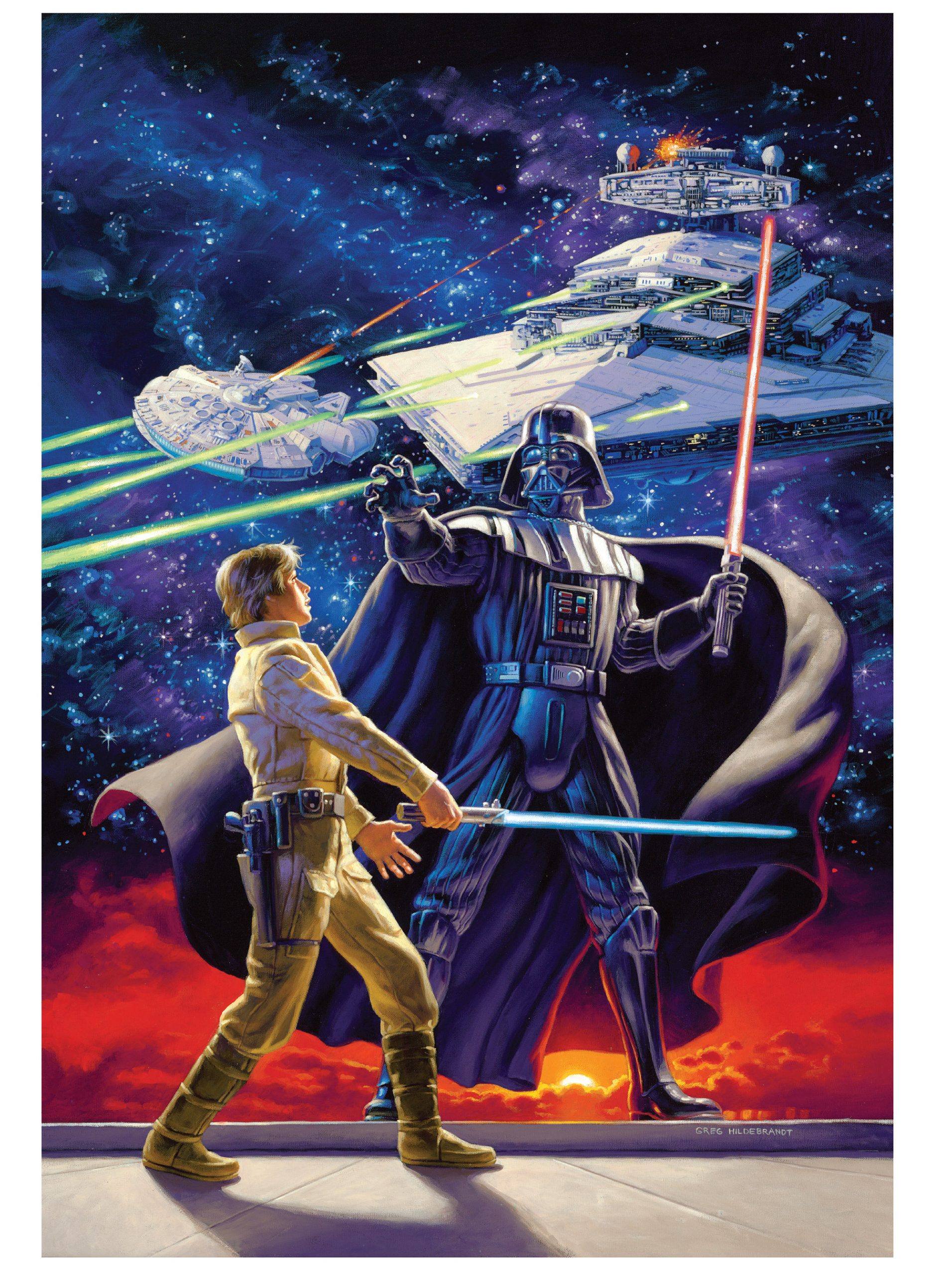 General 1890x2560 Star Wars Darth Vader Luke Skywalker Sith Jedi Millennium Falcon Star Destroyer concept art Greg Hildebrandt poster portrait display