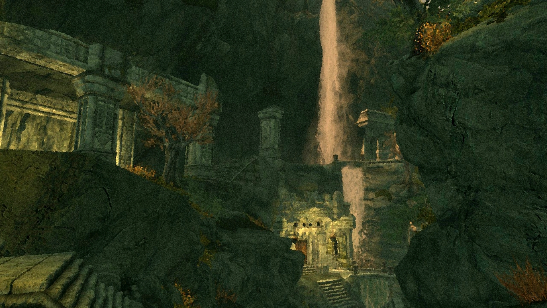 General 1920x1080 fantasy architecture digital art waterfall fantasy city The Elder Scrolls V: Skyrim