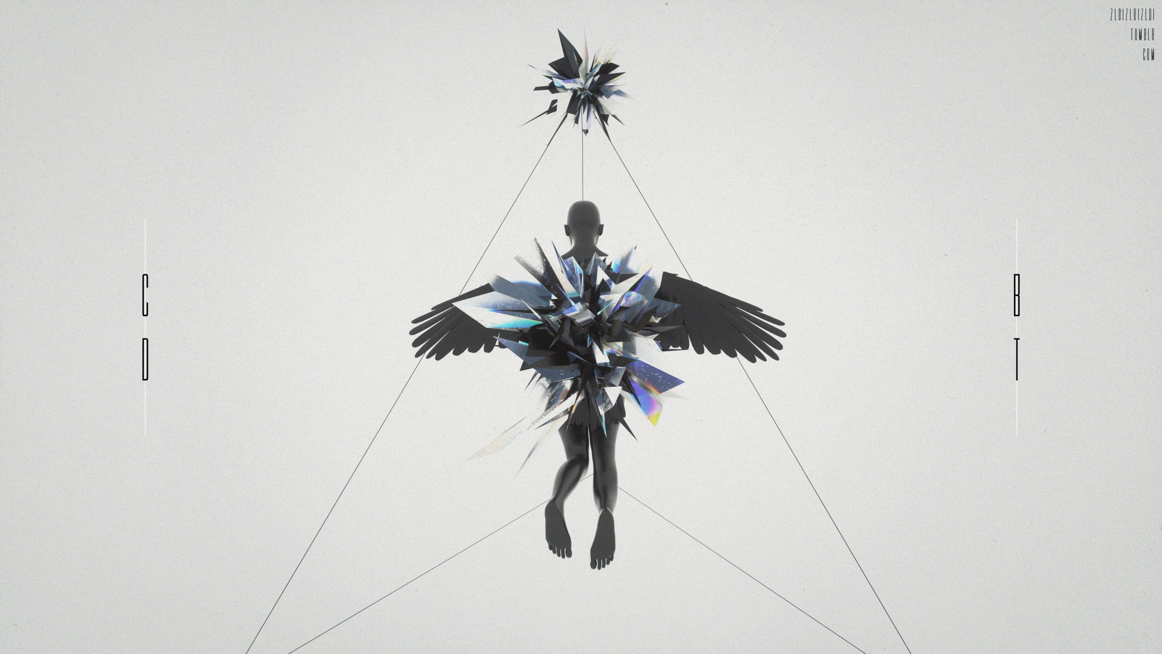 General 3840x2160 glitch art Cinema 4D glass abstract 3D Abstract angel simple background
