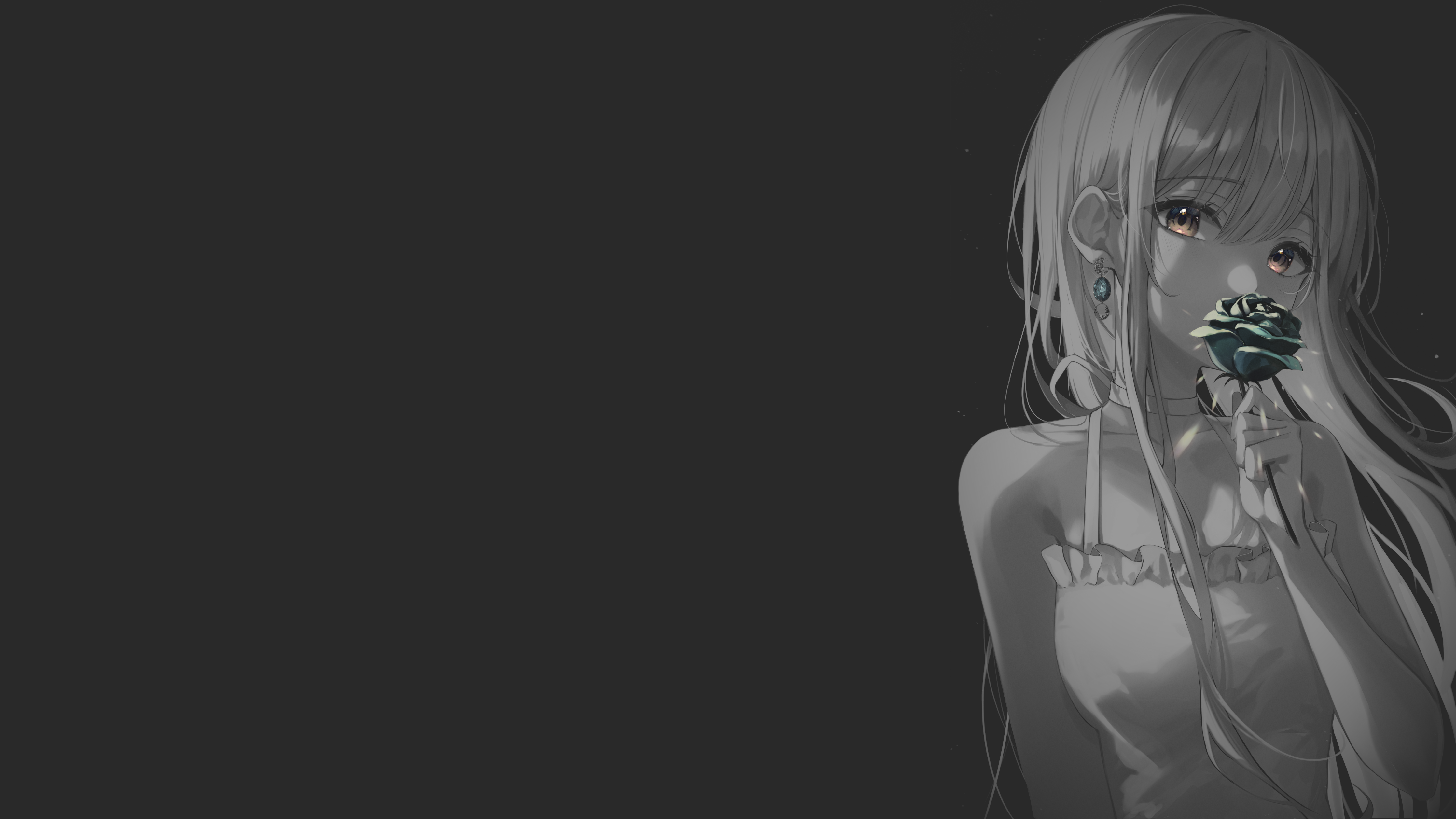 Anime 4473x2516 anime girls monochrome selective coloring rose blue rose