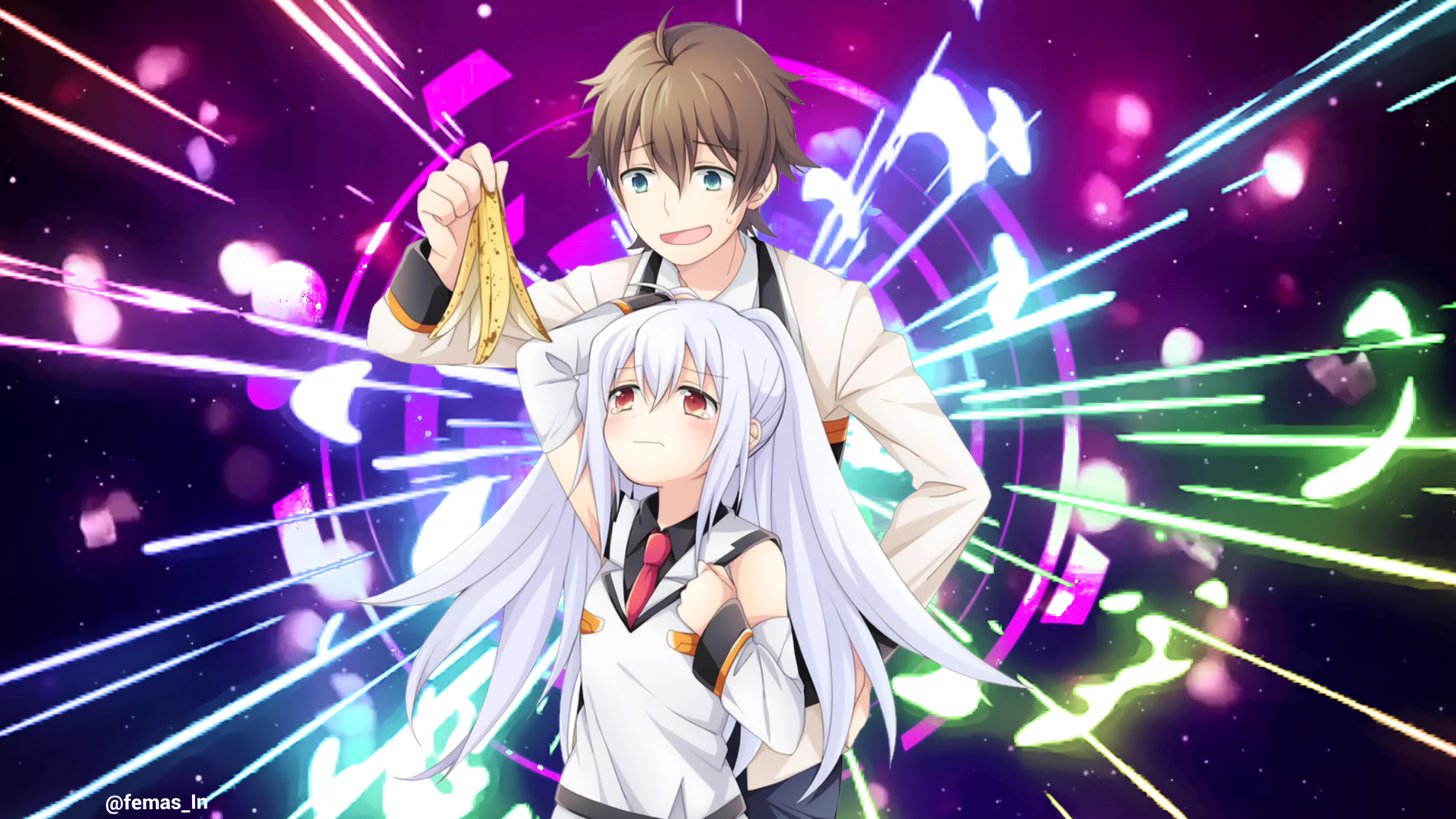 Anime 7680x4320 Plastic Memories Isla anime boys anime girls colorful open mouth red eyes tie