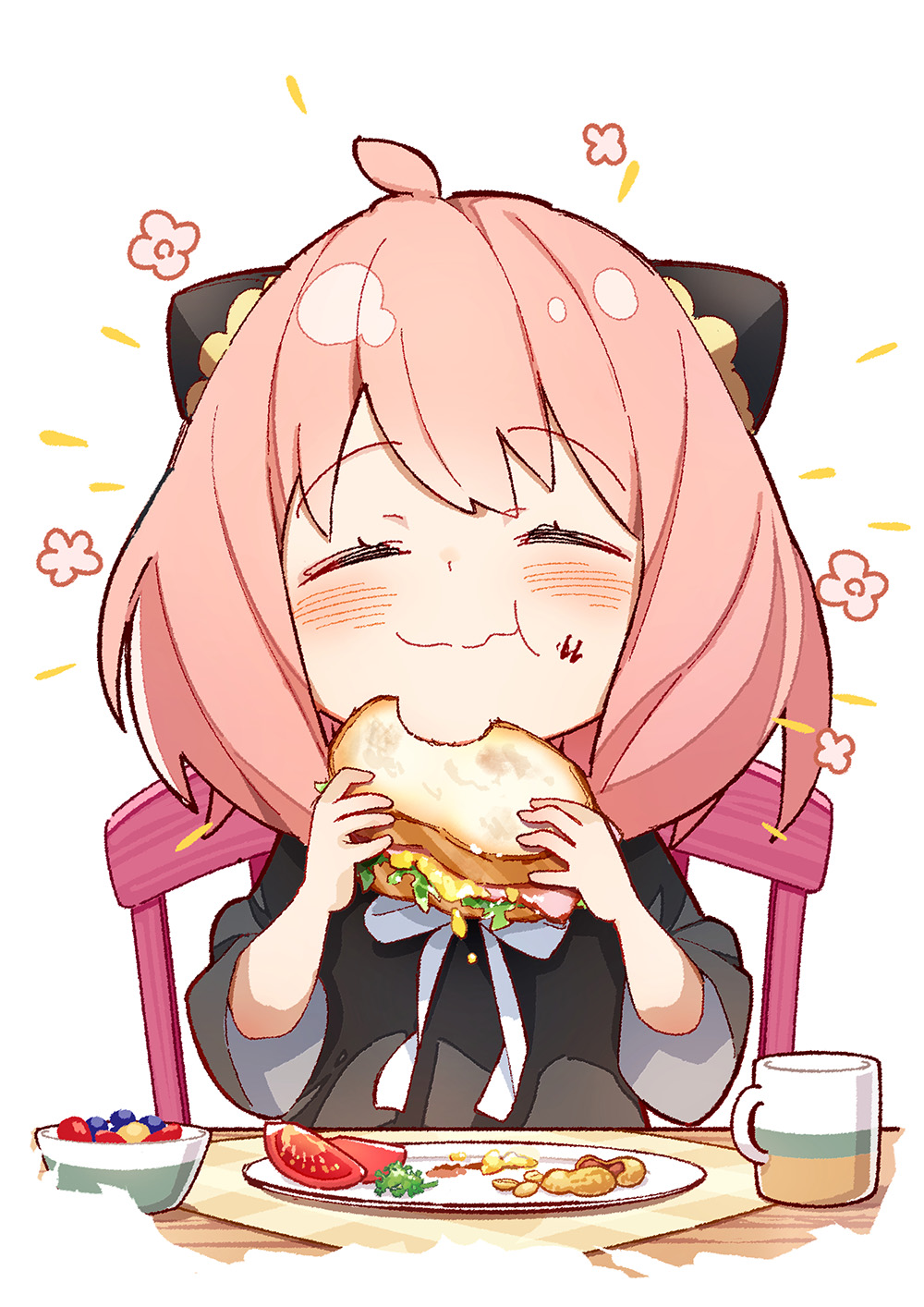 Anime 1000x1414 Spy x Family anime girls anime Anya Forger food eating sandwiches tomatoes
