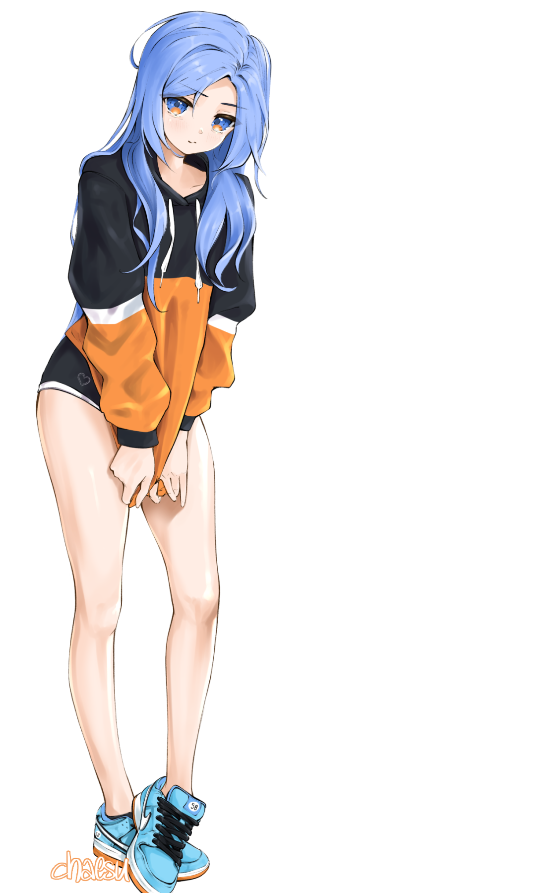 Anime 1125x1800 anime anime girls digital art artwork 2D portrait display Chaesu blue hair blue eyes