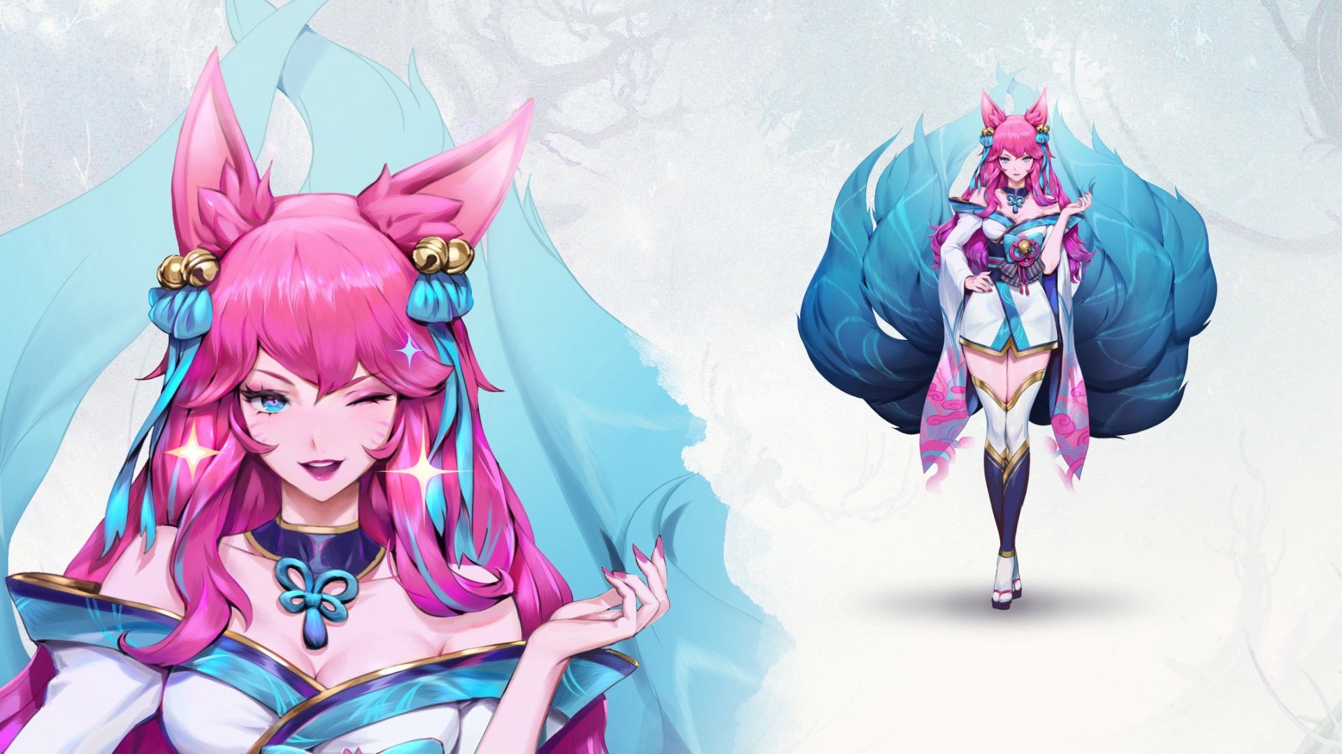 Anime 1920x1080 Spirit Blossom (League of Legends) League of Legends video game art PC gaming fantasy girl animal ears video game girls