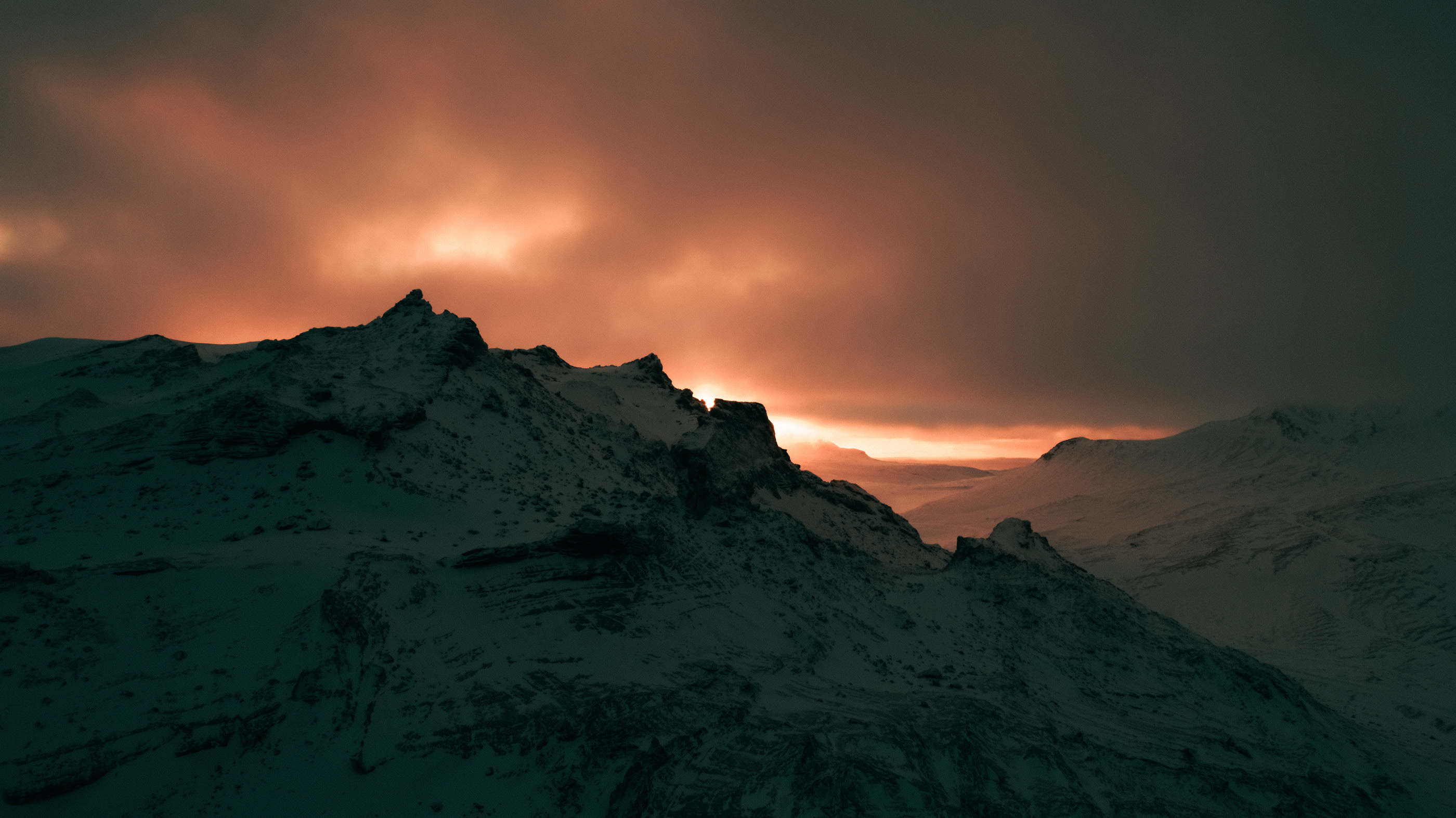 General 2800x1573 Arctic ice landscape mountains nature snow sunrise sunset winter clouds sky