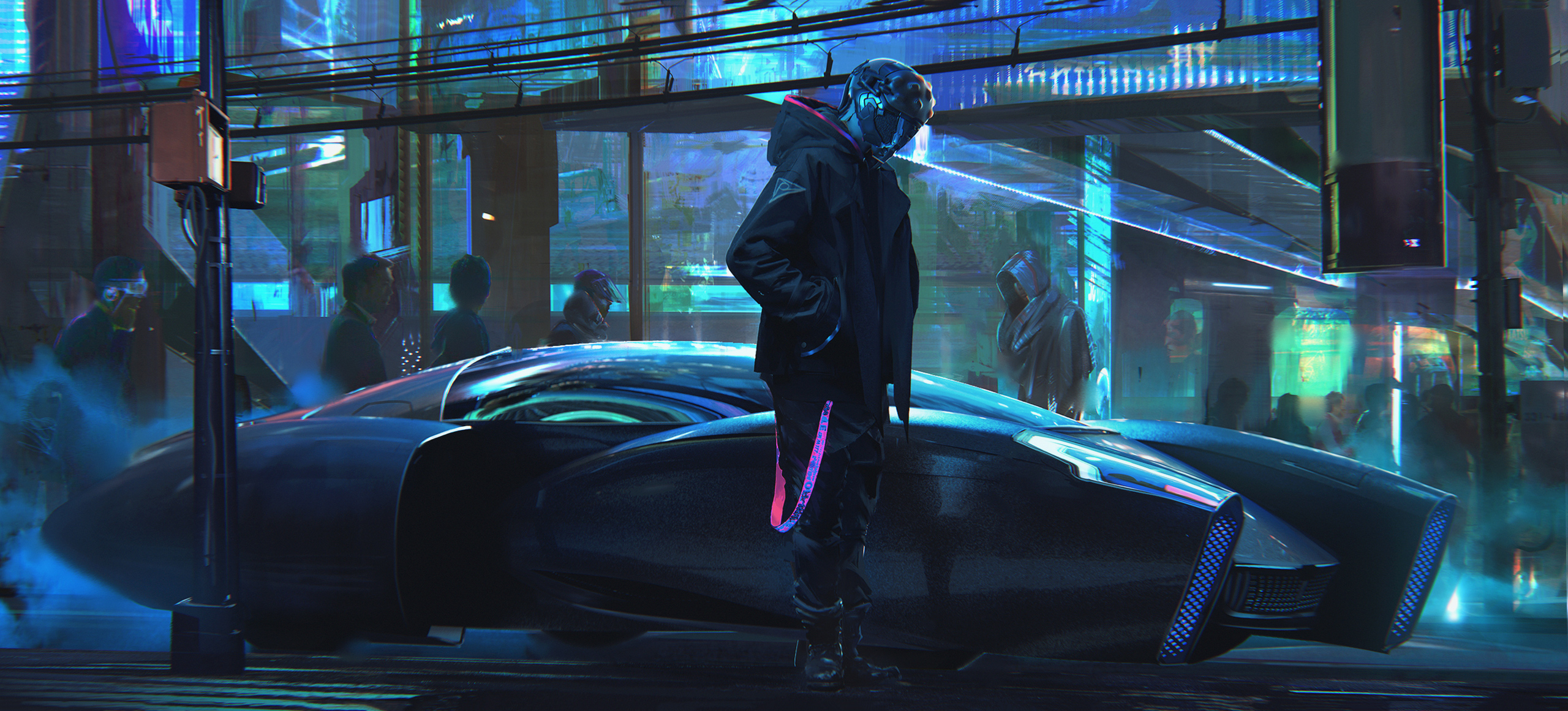 General 2560x1161 Nikola Sinitsa artwork cyberpunk science fiction vehicle CGI