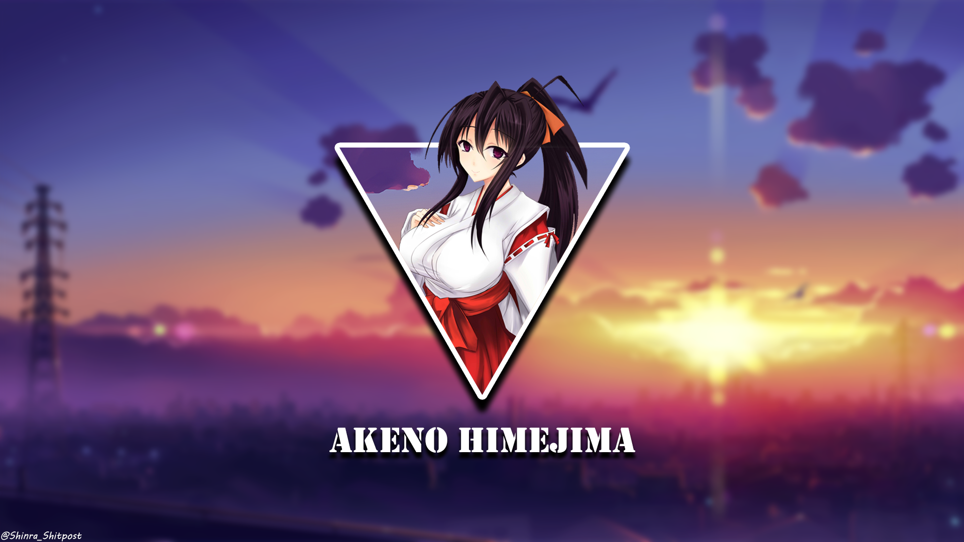 Anime 1920x1080 Himejima Akeno sunset anime girls landscape picture-in-picture High School DxD
