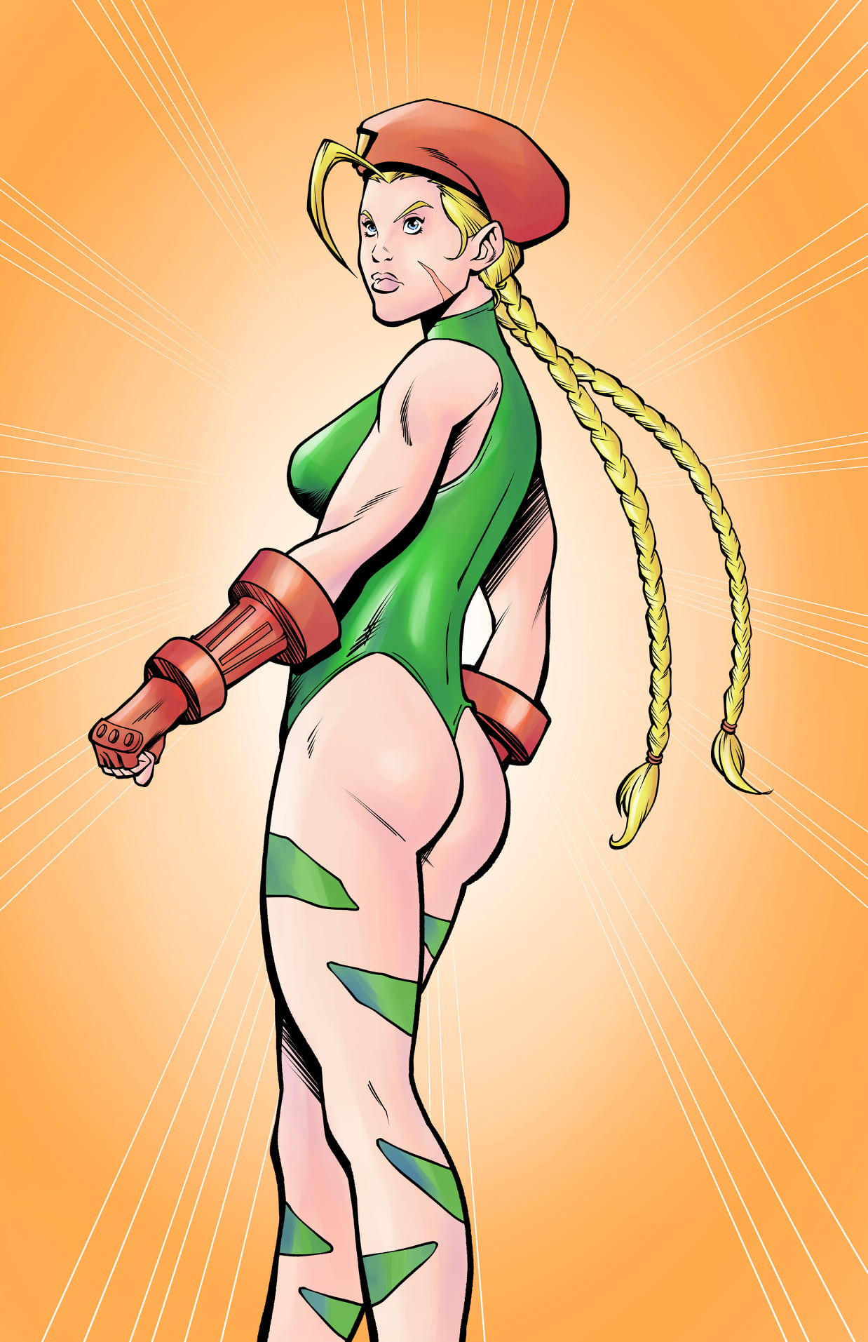 General 1238x1913 Cammy White video games Street Fighter artwork video game art video game girls video game warriors gradient simple background long hair ass rear view standing
