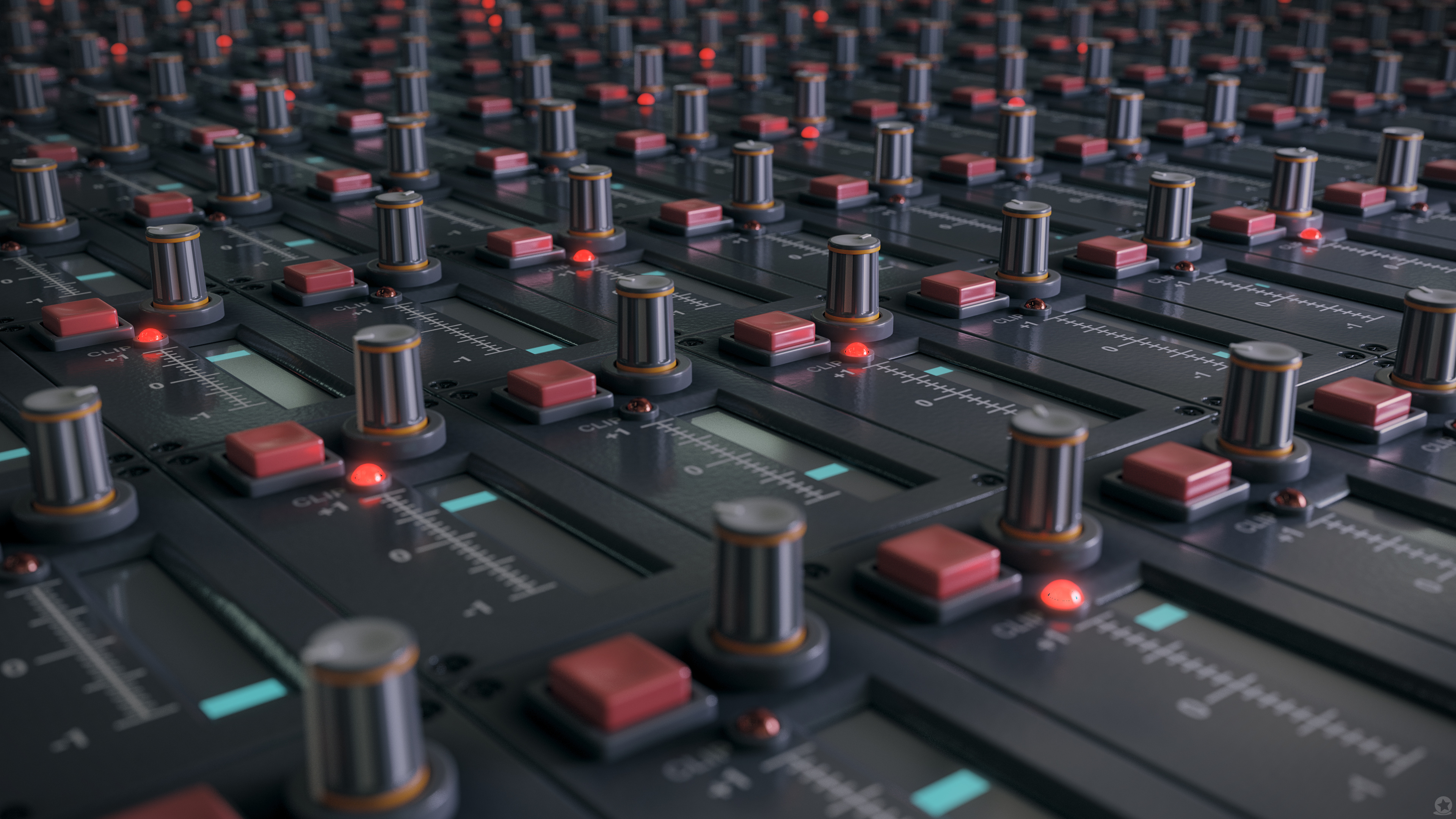 General 3840x2160 mixing consoles sound mixers sound perspective CGI Blender technology LEDs buttons digital art
