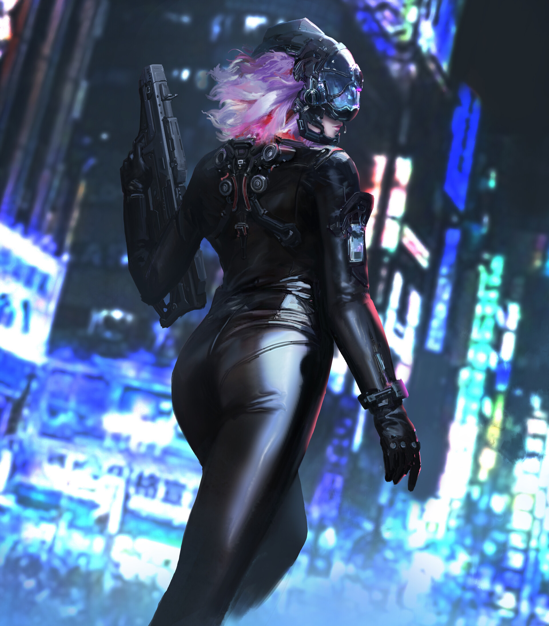 General 1920x2189 cyberpunk science fiction science fiction women women girls with guns weapon artwork