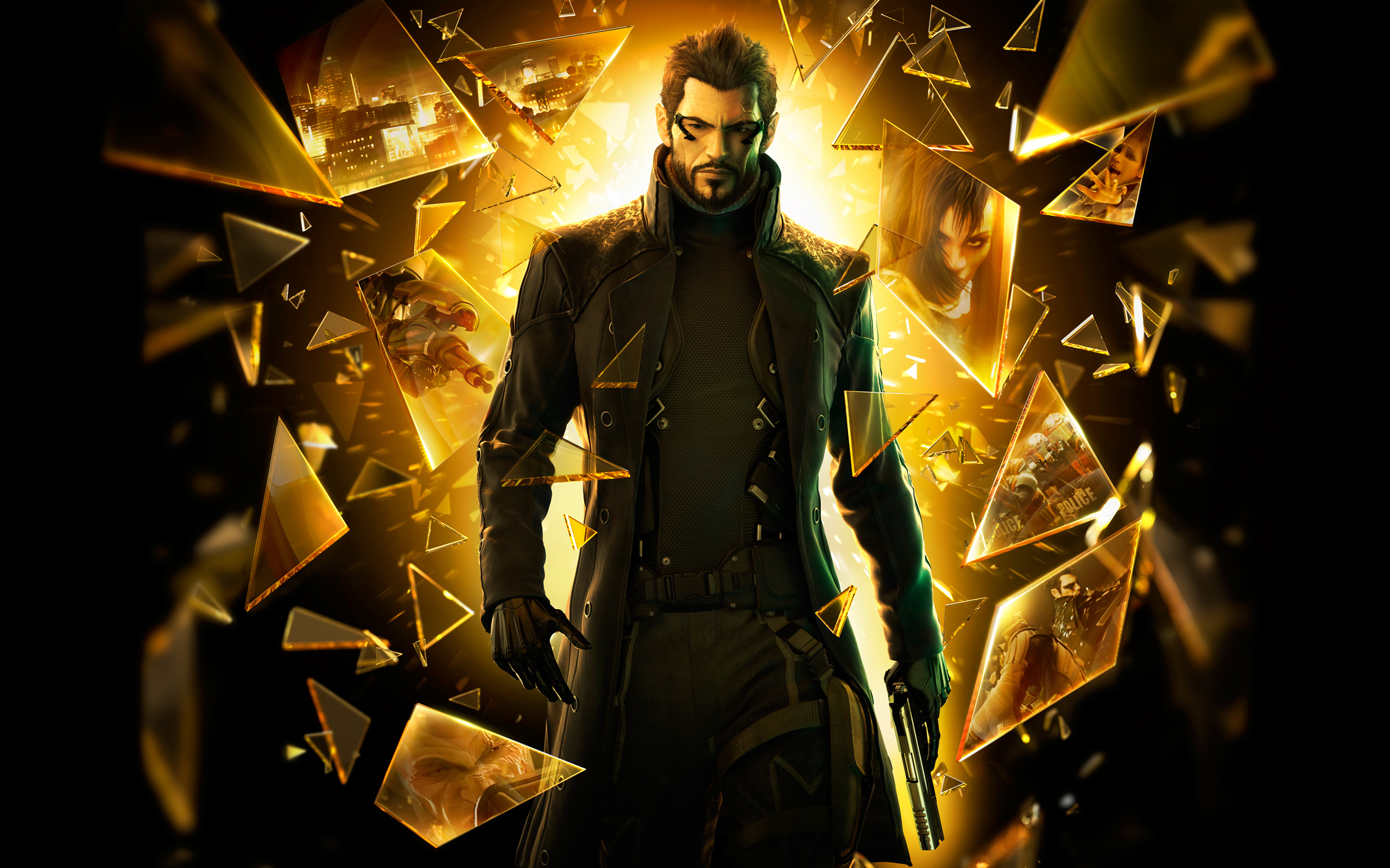 General 2560x1600 Adam Jensen Deus Ex Deus Ex: Human Revolution video game characters video games video game men gun shattered glass
