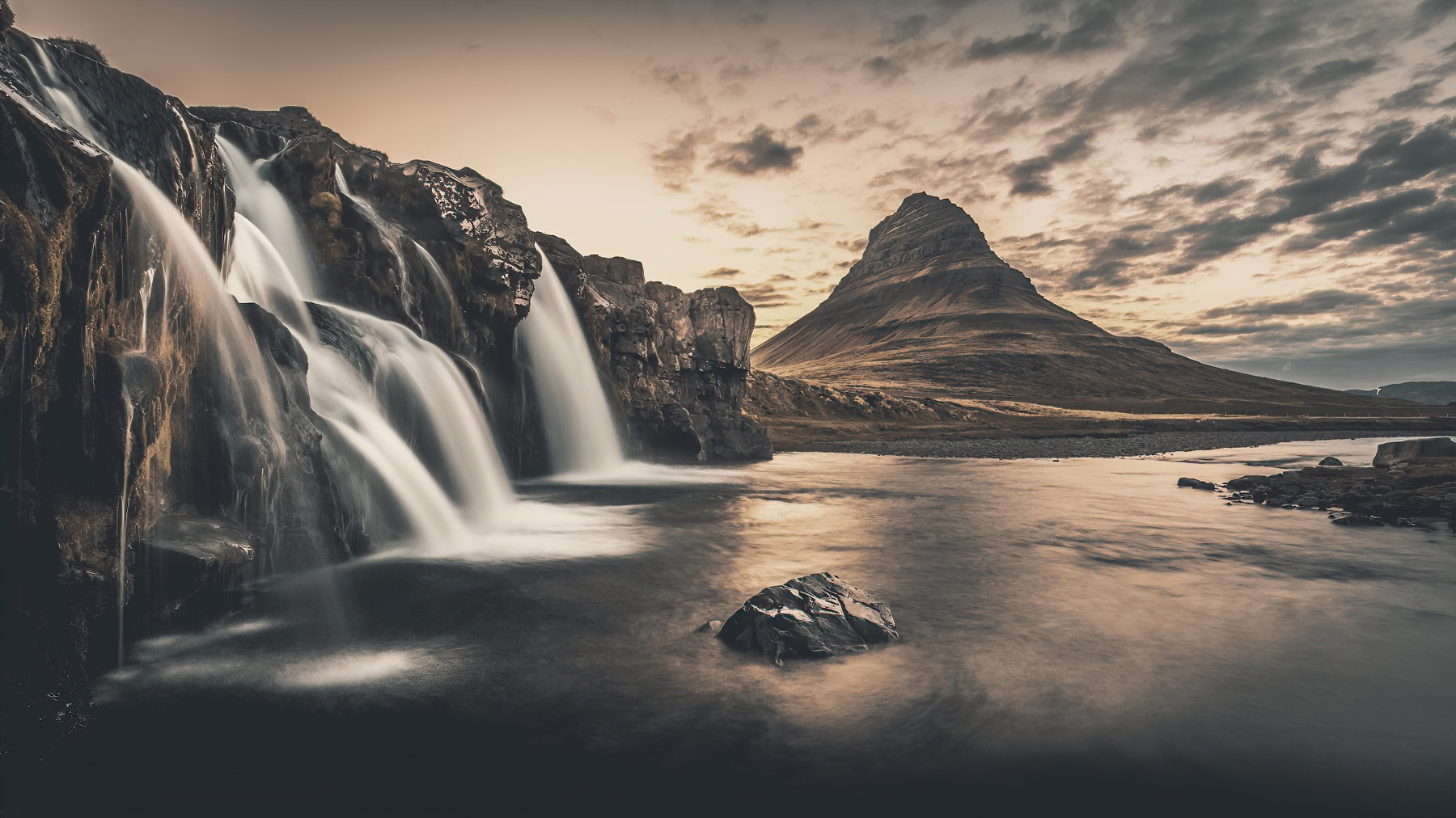 General 1800x1012 water waterfall mountains sky clouds waterscape landscape photography outdoors nature Ruslan Stepanov rocks cliff Iceland