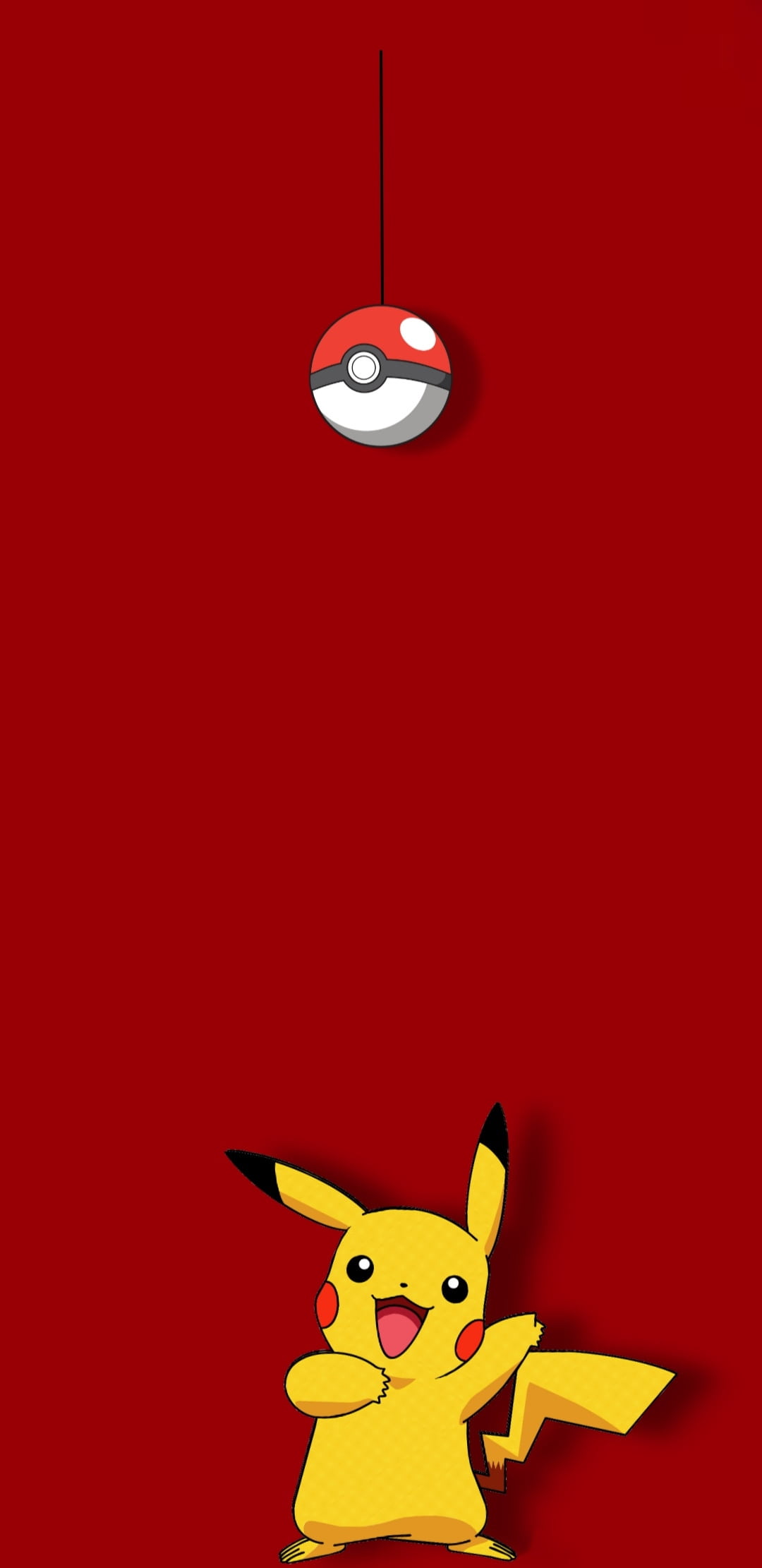 Anime 1080x2221 Pikachu anime Poke Ball red background simple background