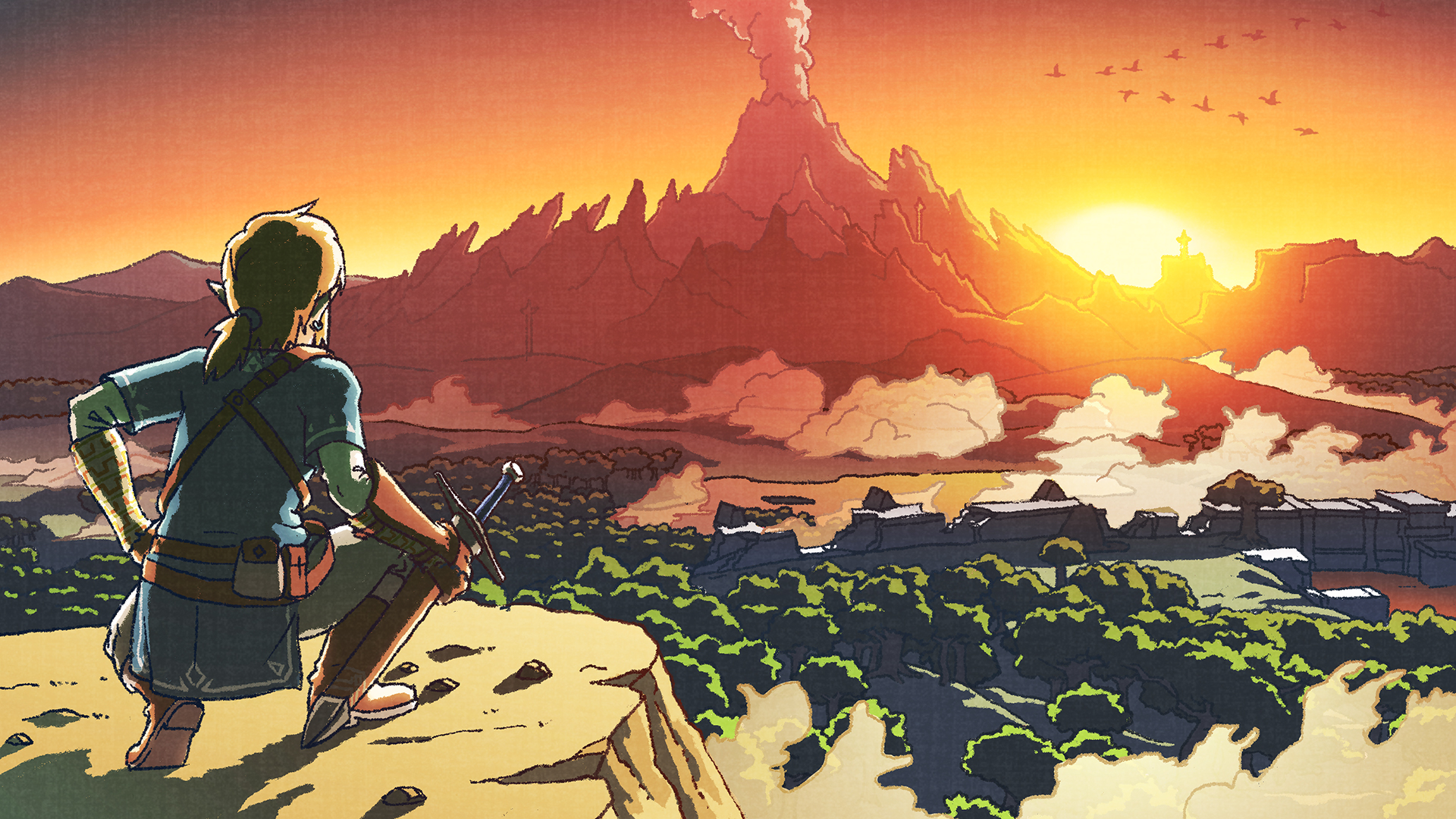 Anime 1920x1080 Link The Legend of Zelda The Legend of Zelda: Breath of the Wild drawing video game characters