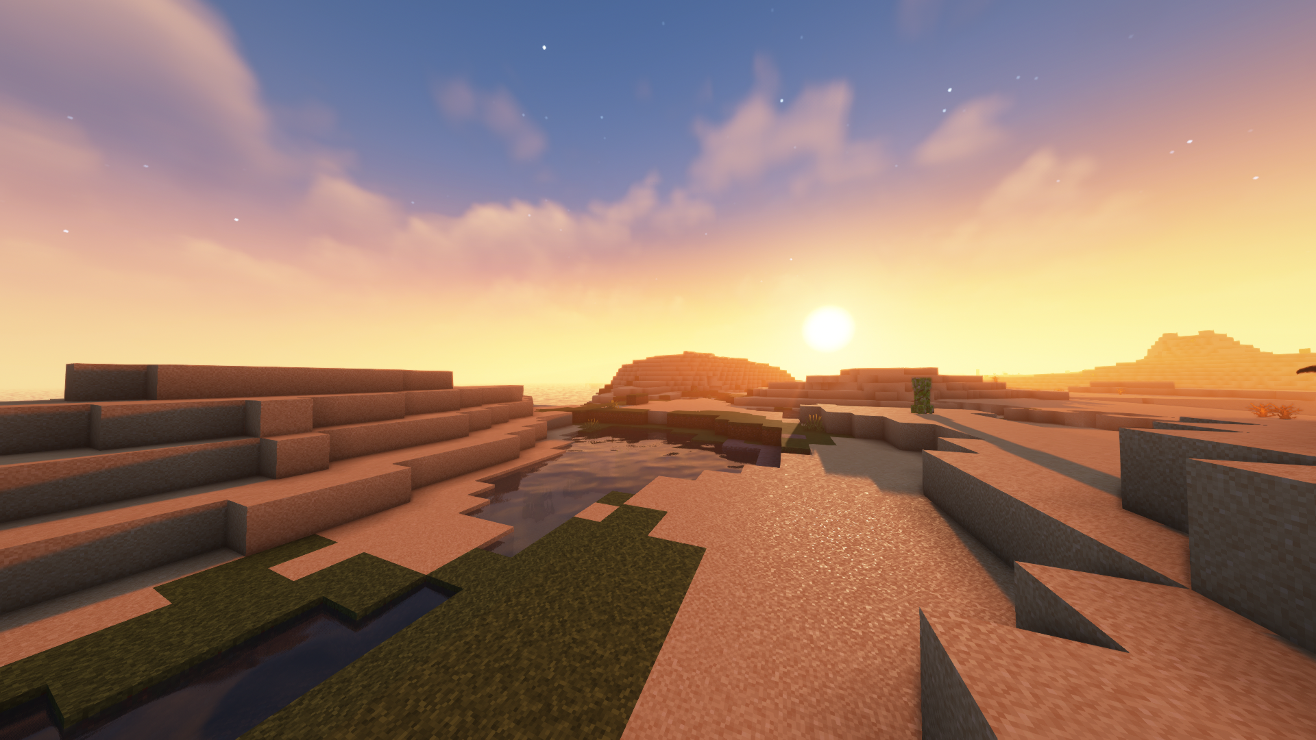 General 1920x1080 Minecraft landscape sun rays desert Mojang video games