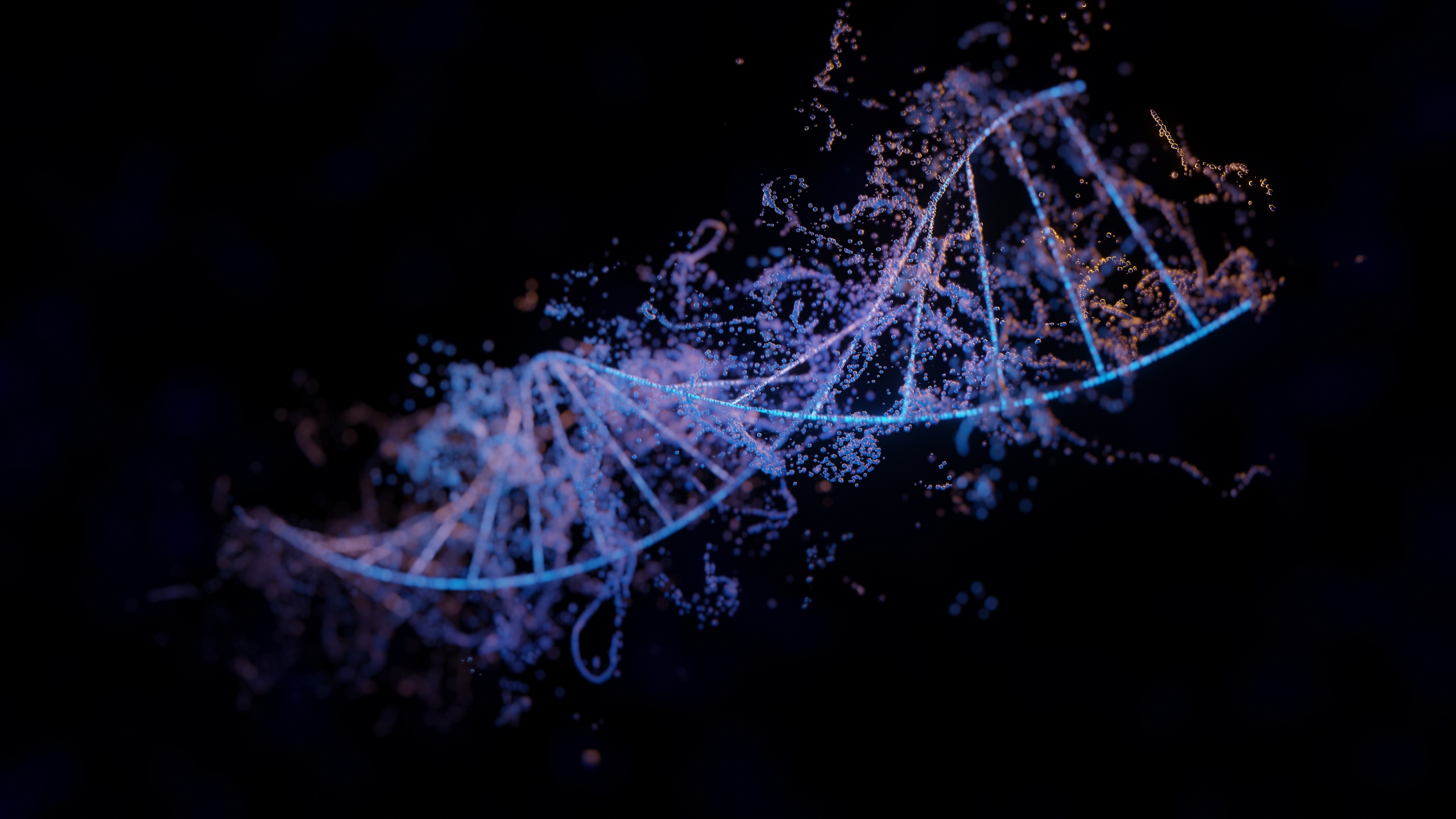 General 2560x1440 Blender CGI DNA digital art science floating particles