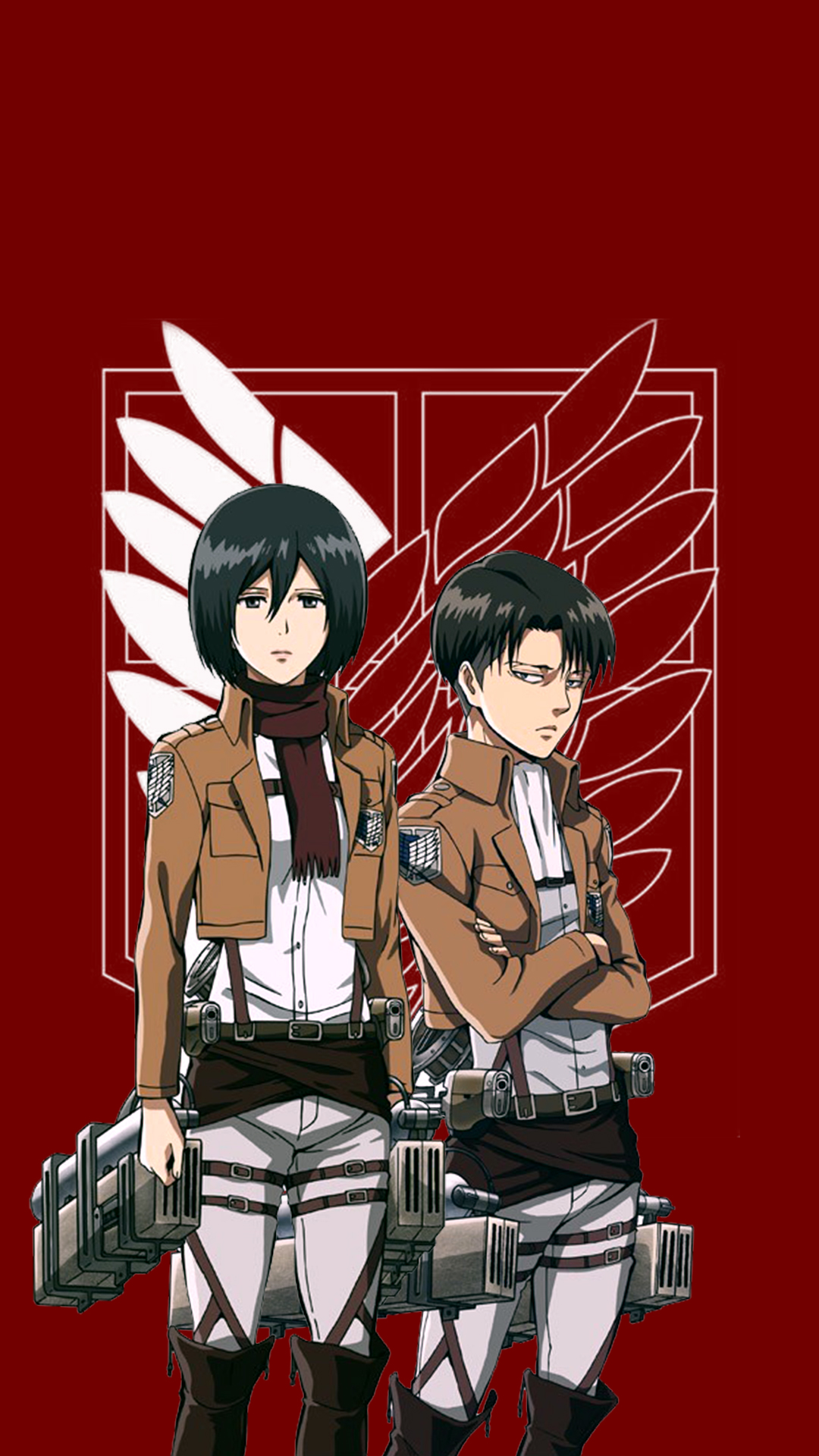 Anime 1080x1920 Mikasa Ackerman Levi Ackerman digital art artwork Shingeki no Kyojin