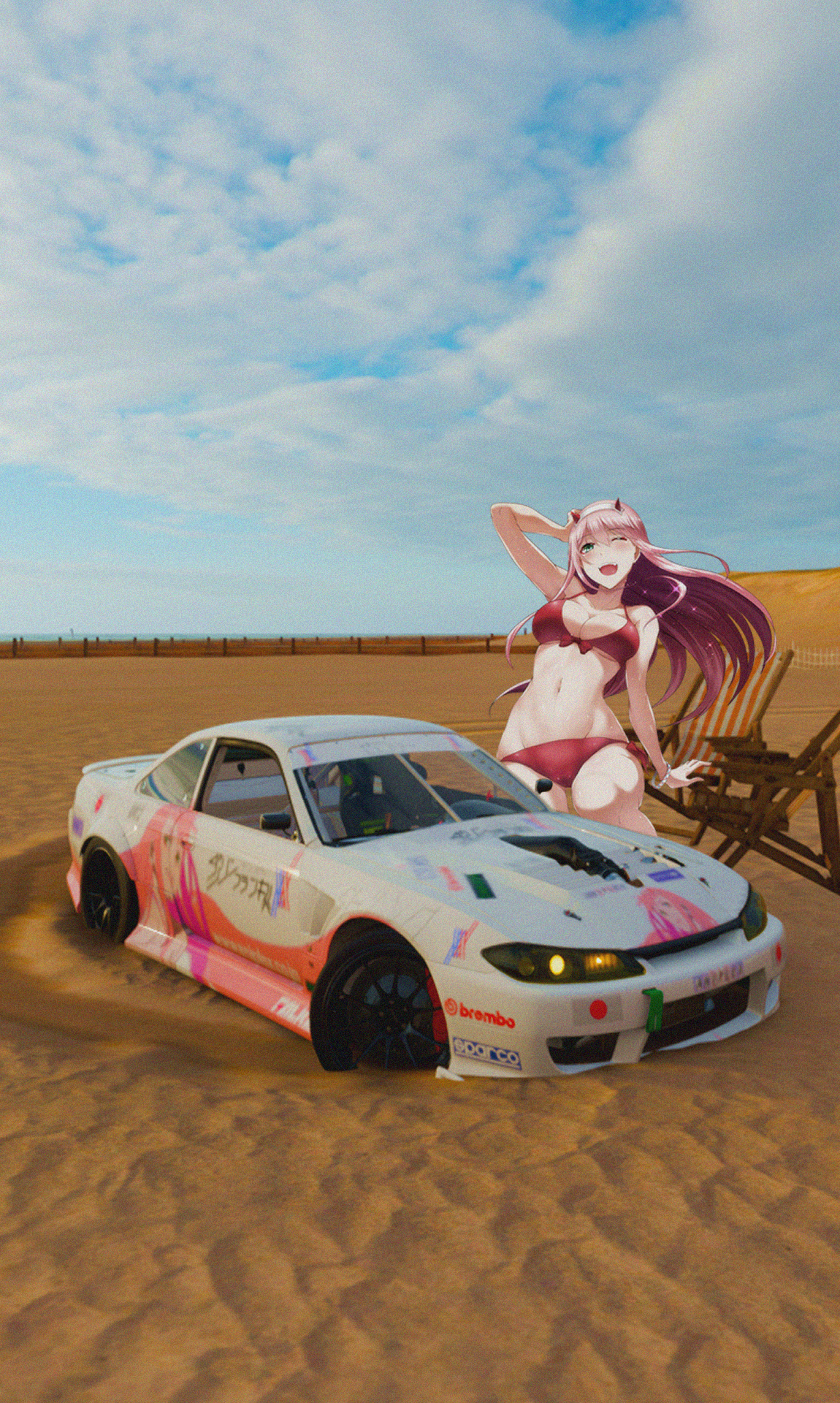 Anime 1150x1920 anime girls Zero Two (Darling in the FranXX) Forza Horizon 4 Japanese cars car video games