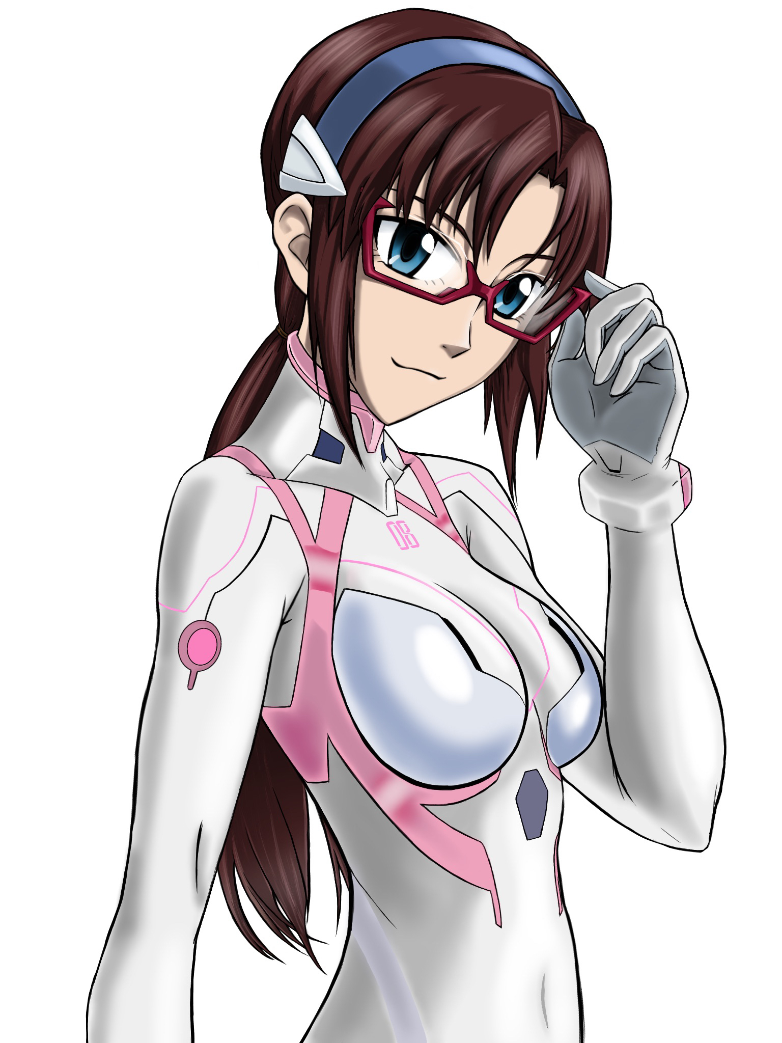 Anime 1536x2048 anime anime girls Rebuild of Evangelion Neon Genesis Evangelion Makinami Mari Illustrious long hair brunette solo artwork digital art fan art bodysuit