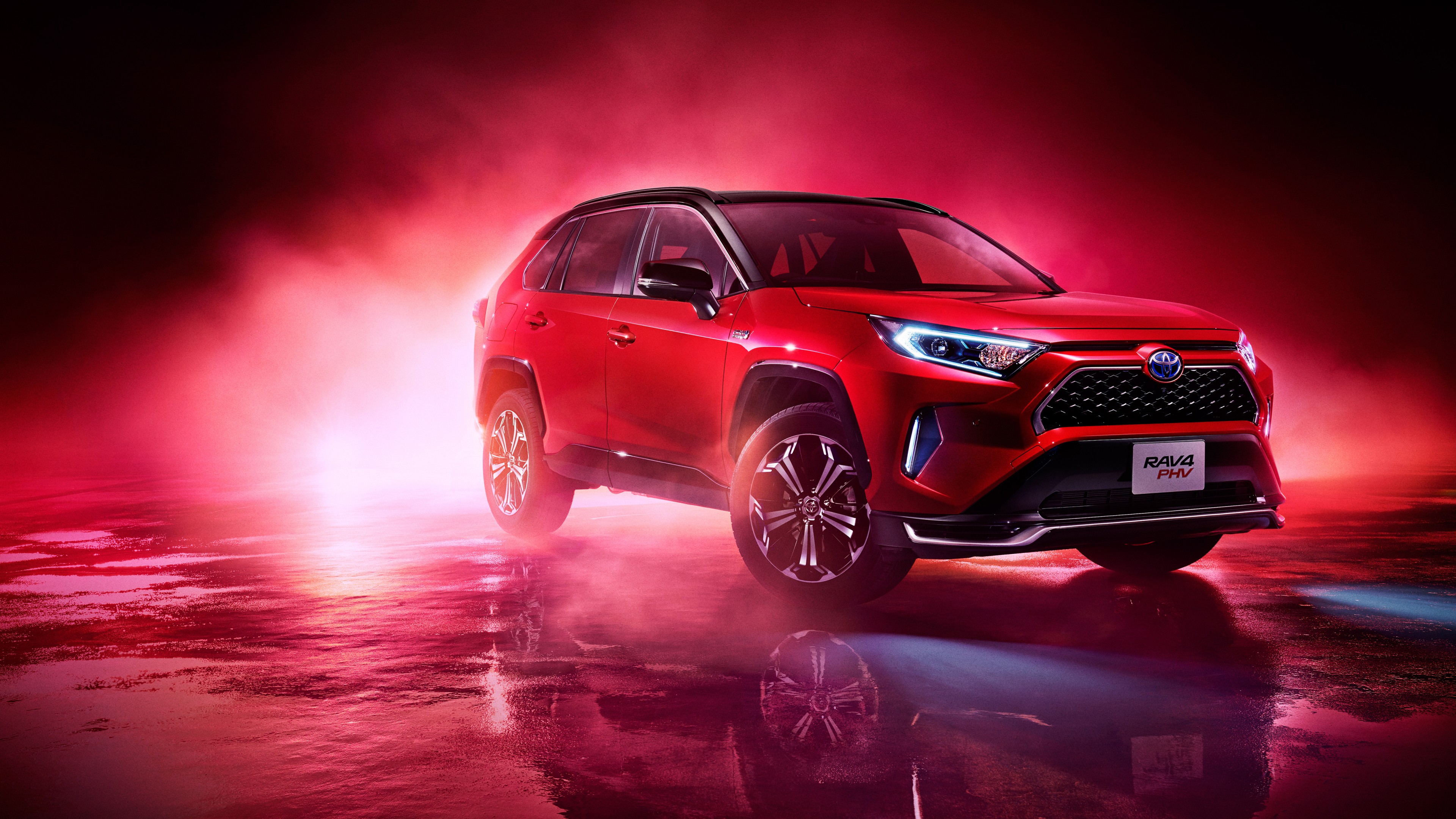 General 3840x2160 Toyota Toyota RAV4 car SUV vehicle red cars Japanese cars red background reflection