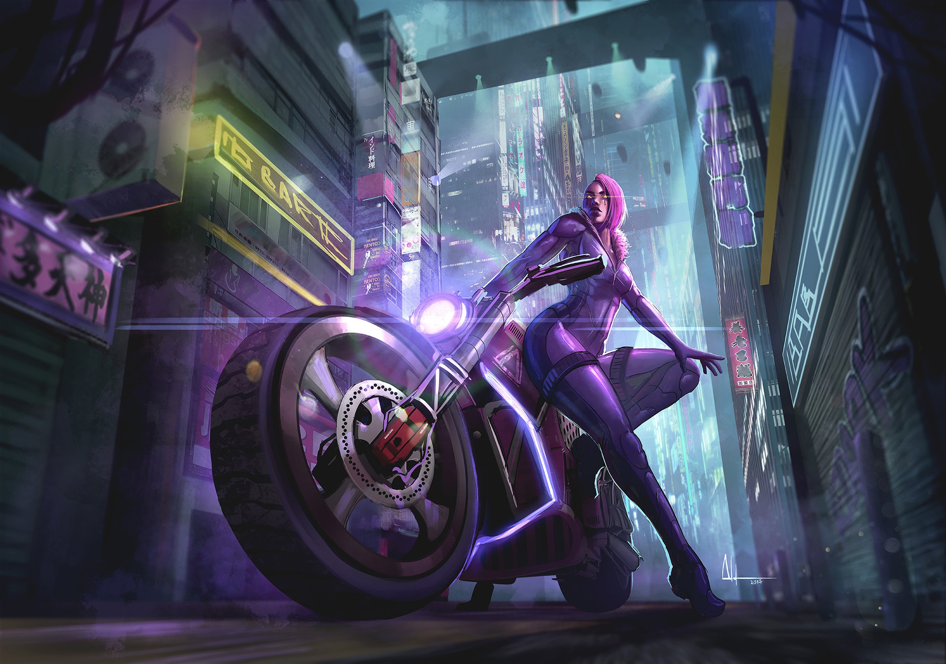 General 1920x1348 vehicle futuristic city futuristic women artwork motorcycle women with motorcycles