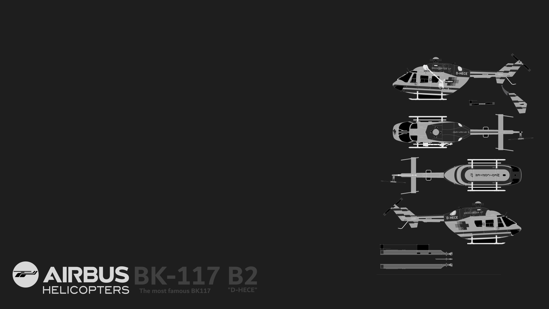 General 1920x1080 helicopters BK117 Airbus aircraft vehicle simple background numbers french aircraft