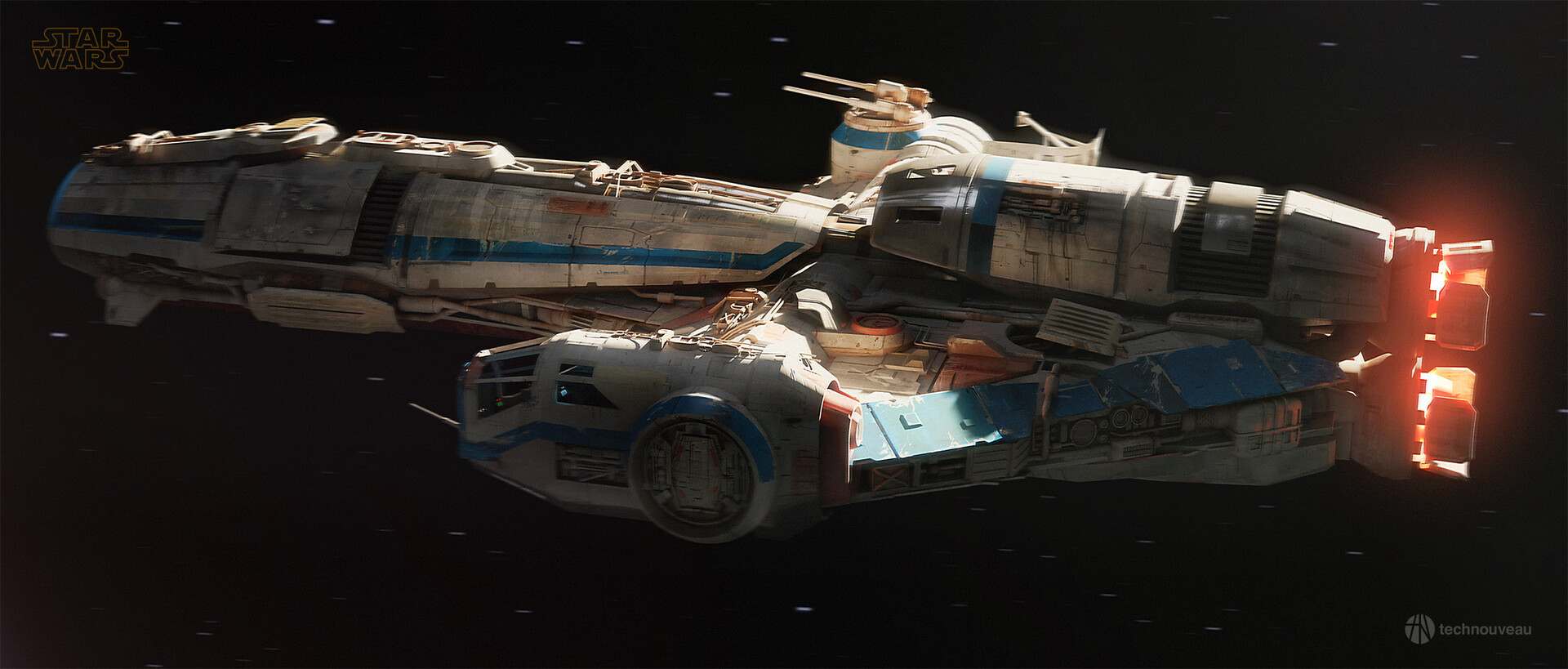 General 1920x819 Corellian Tanker Star Wars CGI science fiction spaceship ArtStation