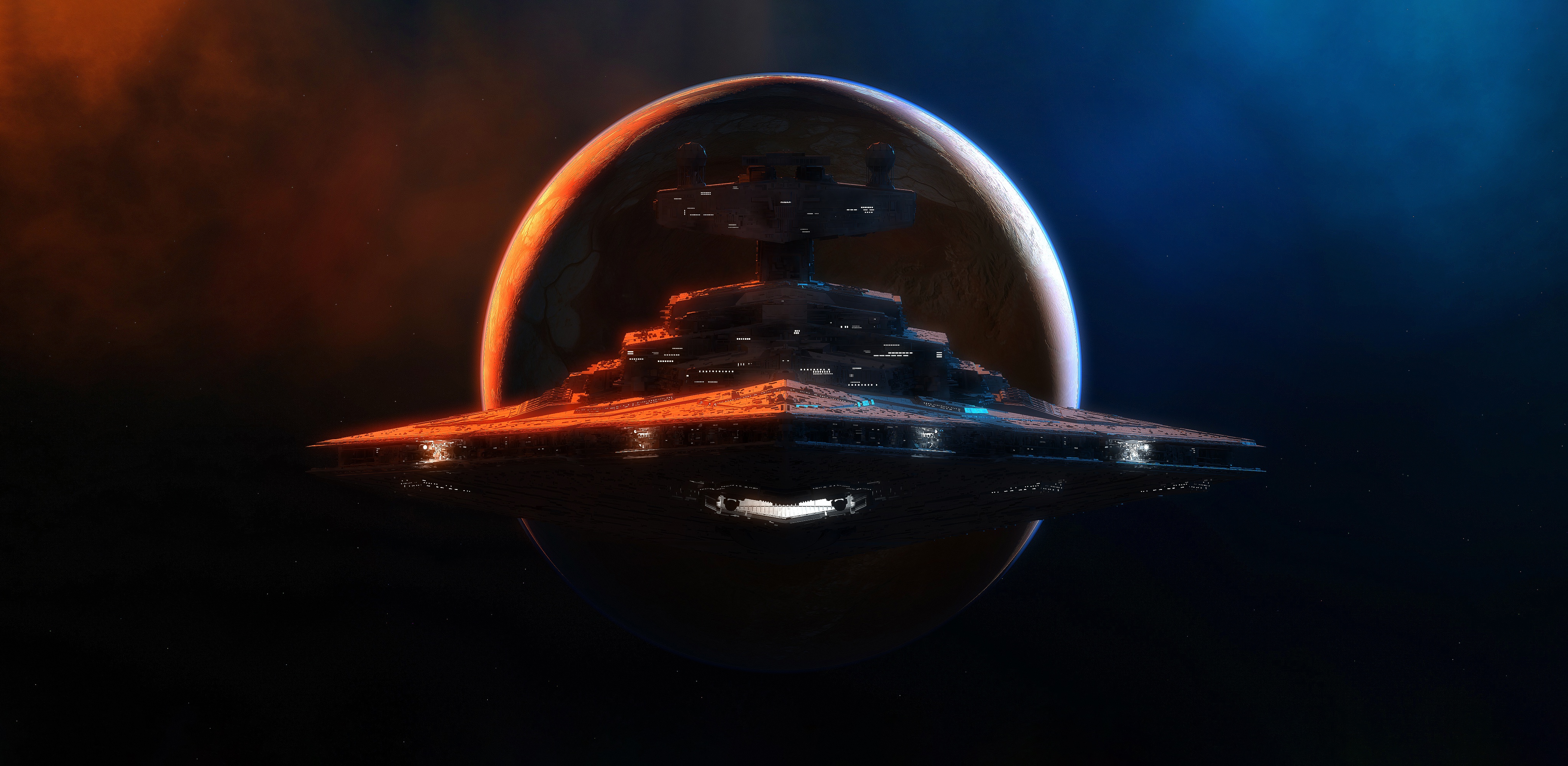 General 4090x2000 GrahamTG Star Wars Star Destroyer spaceship planet space science fiction digital art artwork