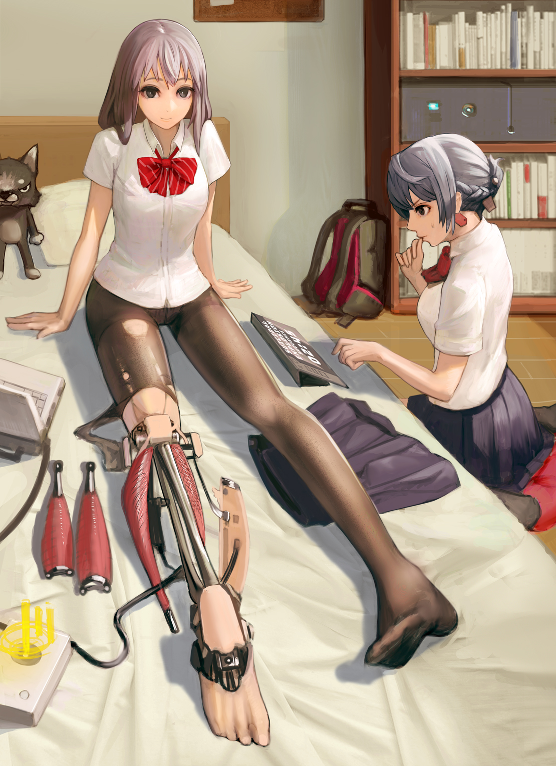 Anime 1110x1530 pantyhose school uniform cyborg
