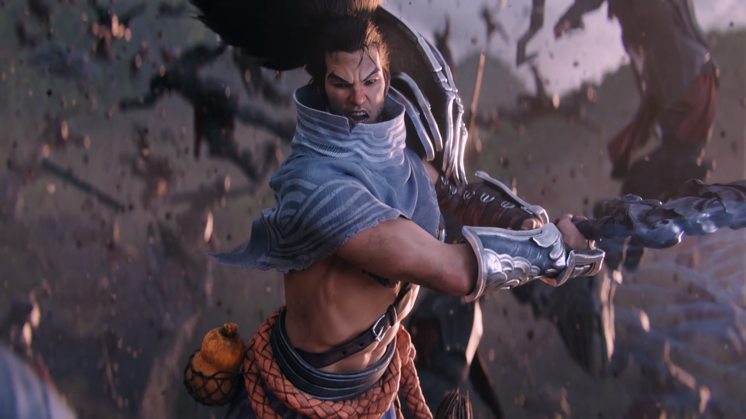 General 2560x1440 League of Legends Yasuo (League of Legends) fighting dark hair sword Riot Games video games video game characters