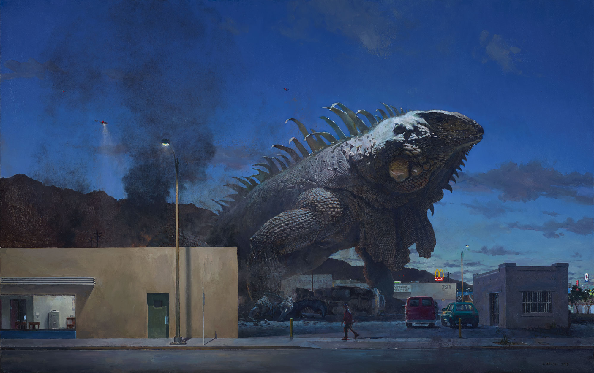 General 2000x1257 digital art fantasy art surreal John Brosio artwork animals painting giant urban night