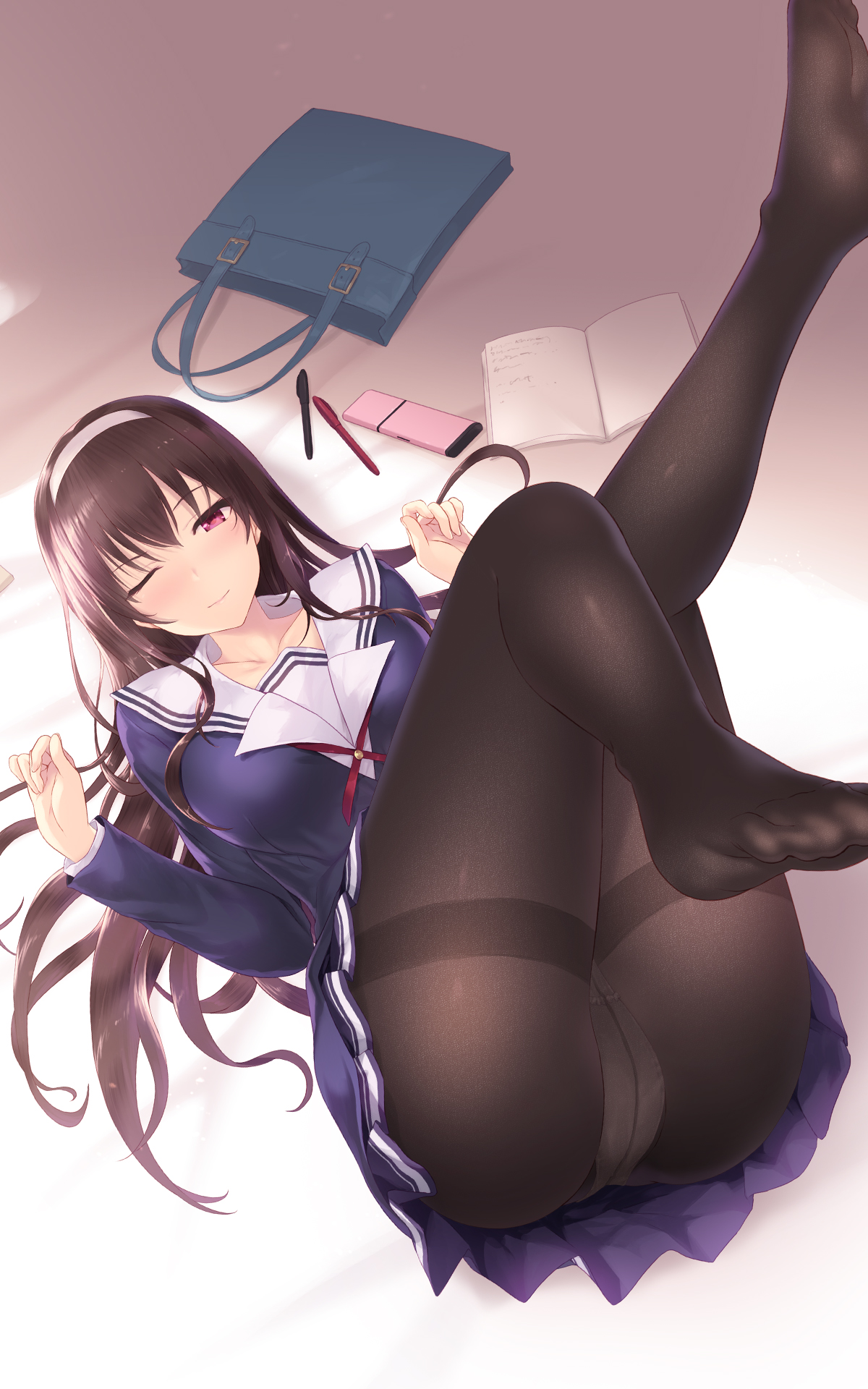 Anime 1200x1920 anime girls anime stockings legs legs up ass Kasumigaoka Utaha Cait Aron Saenai Heroine no Sodatekata