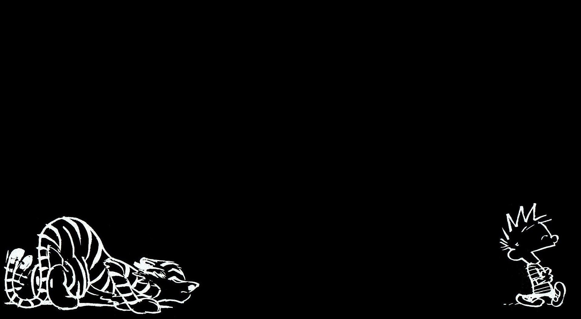 General 1920x1054 Calvin and Hobbes cartoon minimalism simple background monochrome