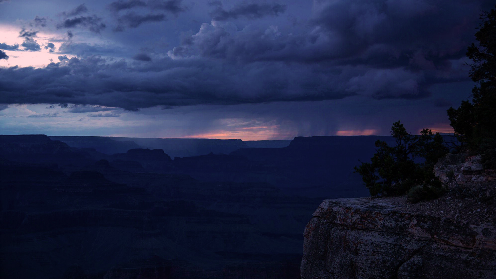 General 1920x1080 Grand Canyon storm sky clouds rocks landscape horizon nature