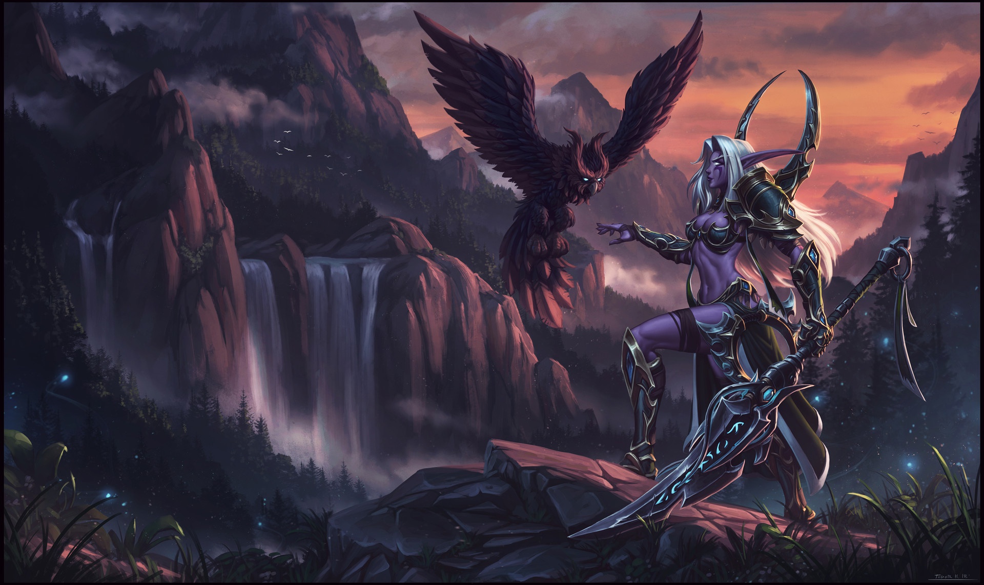 General 1920x1141 PC gaming fantasy art World of Warcraft video games fantasy girl elves night elves