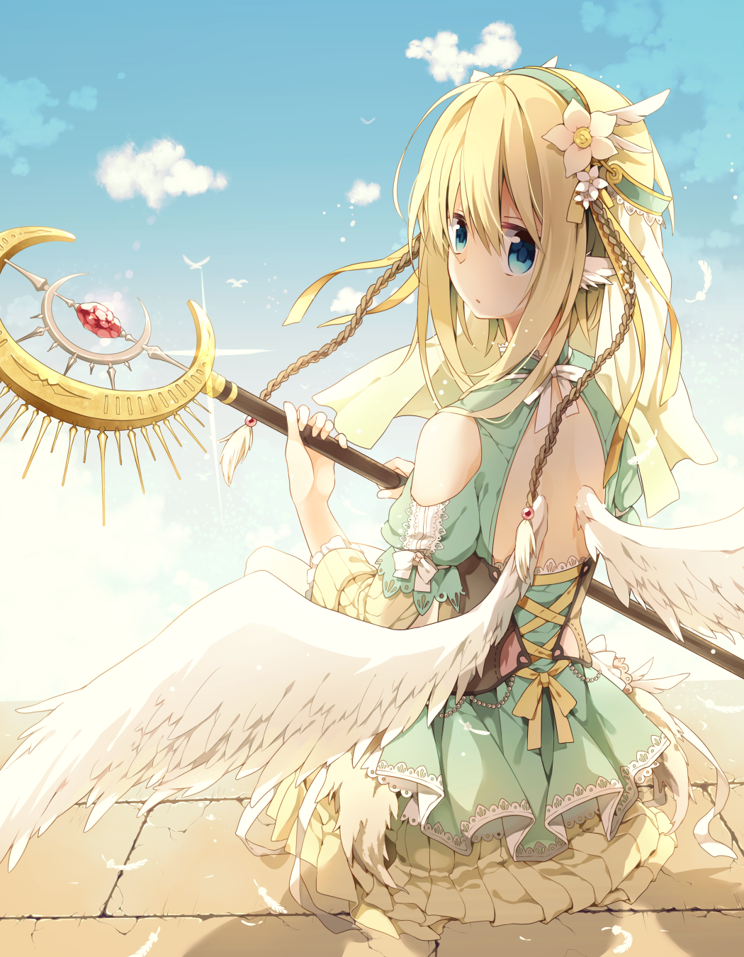 Anime 1050x1350 anime anime girls blonde blue eyes wings